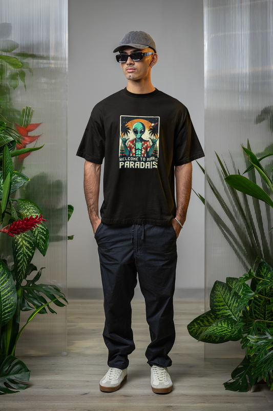 Emonke Oversized Black Graphic T-Shirt for Men – Alien Paradise