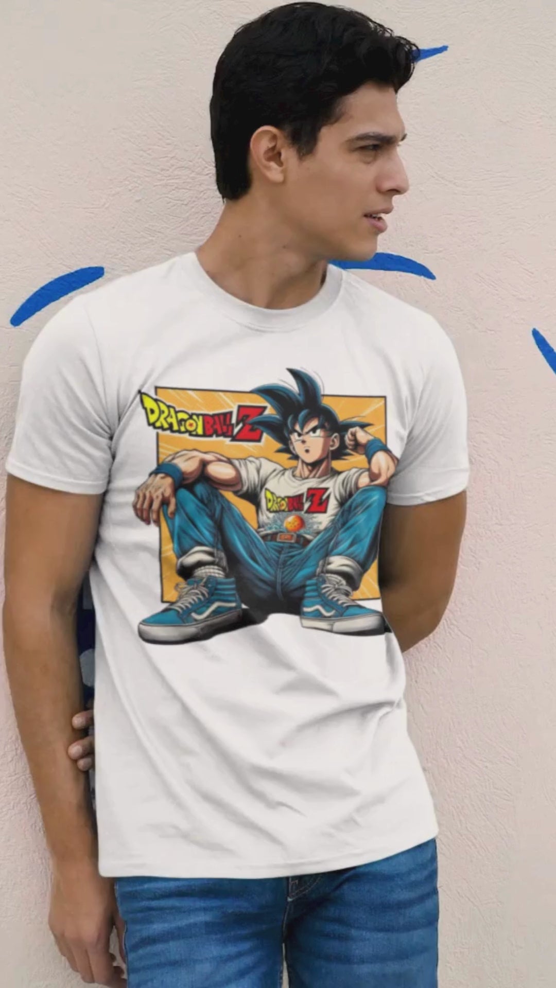 Premium Cotton White Graphic T-Shirt - Goku - Emonke Store