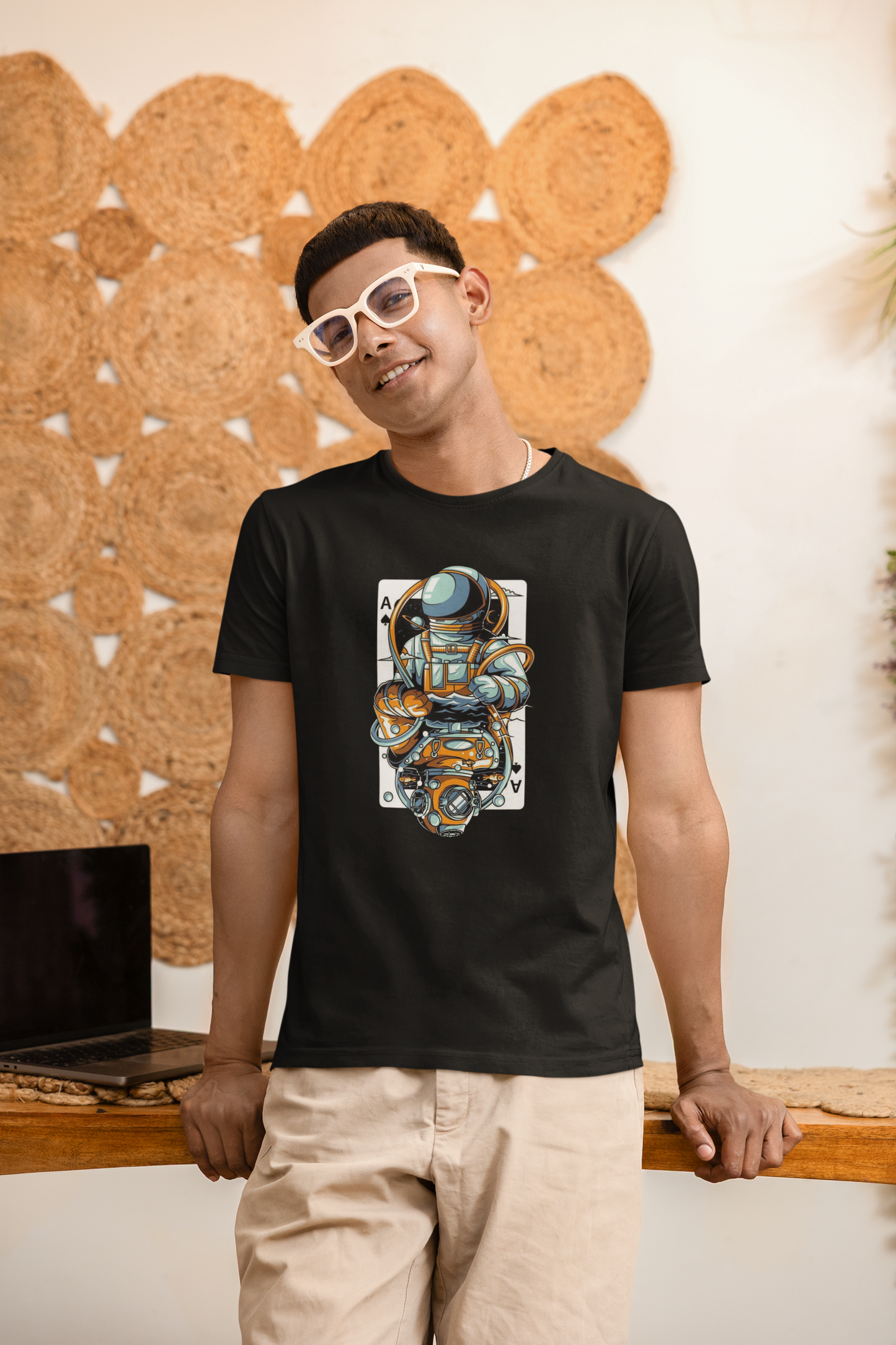 Premium Cotton Black Graphic T-Shirt - Double Ace Astro