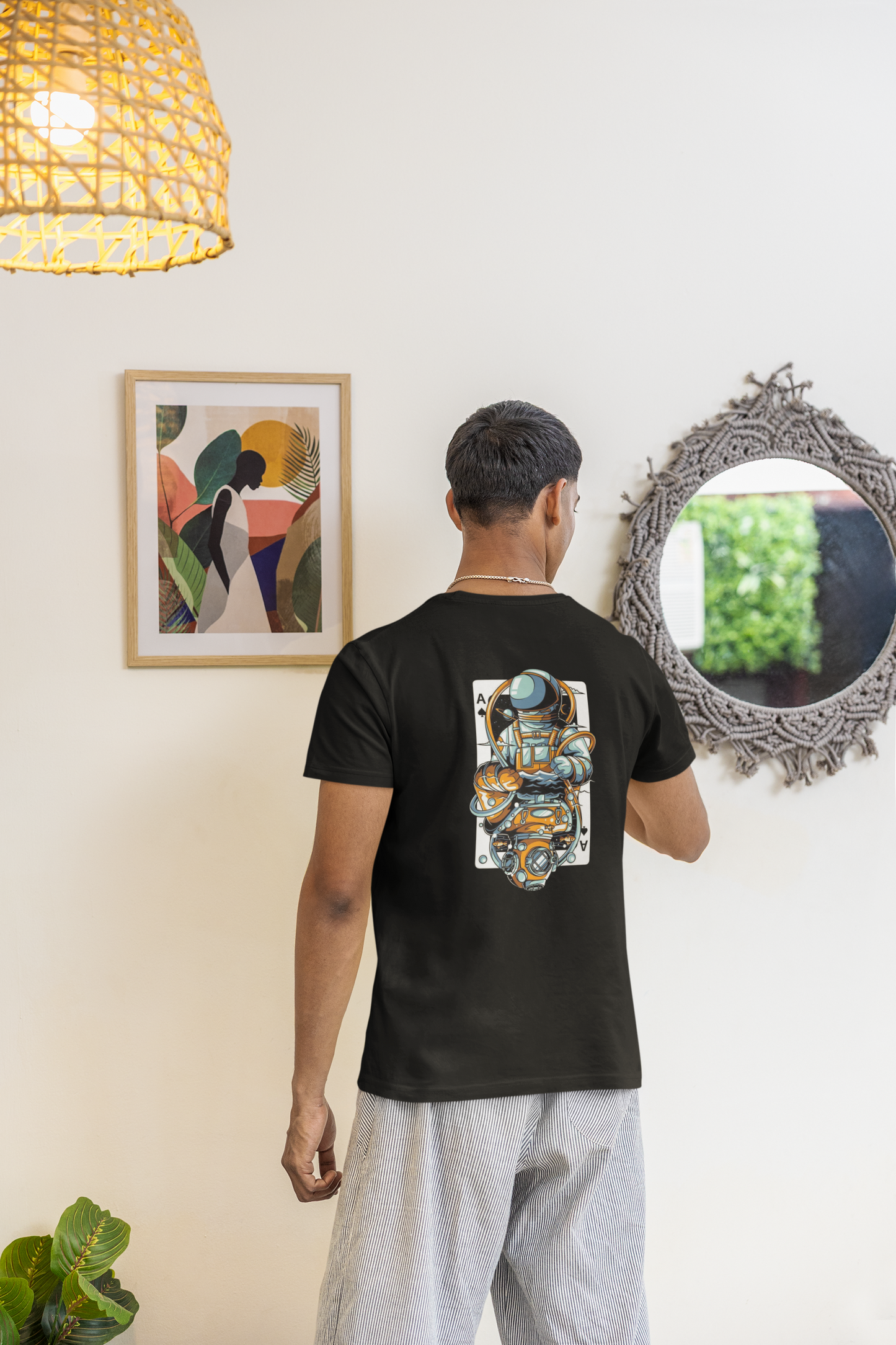 Premium Cotton Black Graphic T-Shirt - Double Ace Astro