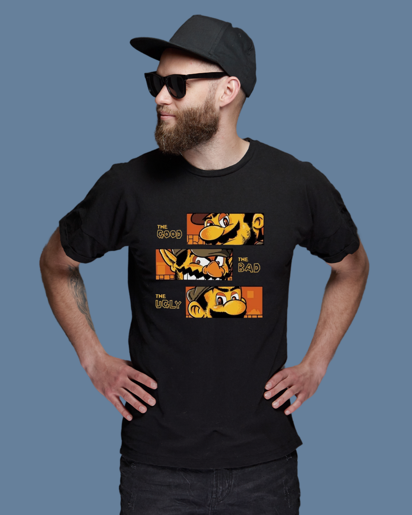 Premium Cotton Black Graphic T-Shirt for Men - Mario - Emonke Store