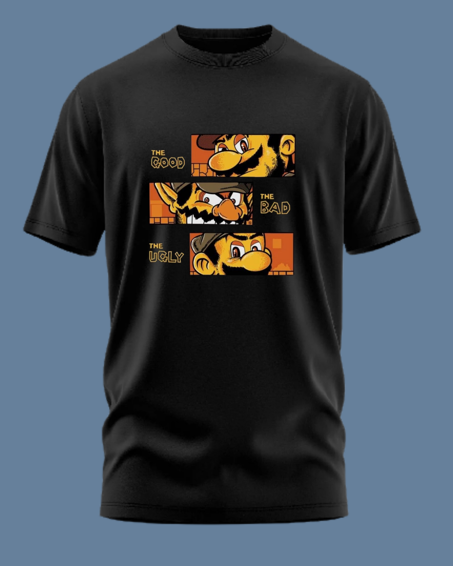 Premium Cotton Black Graphic T-Shirt for Men - Mario - Emonke Store