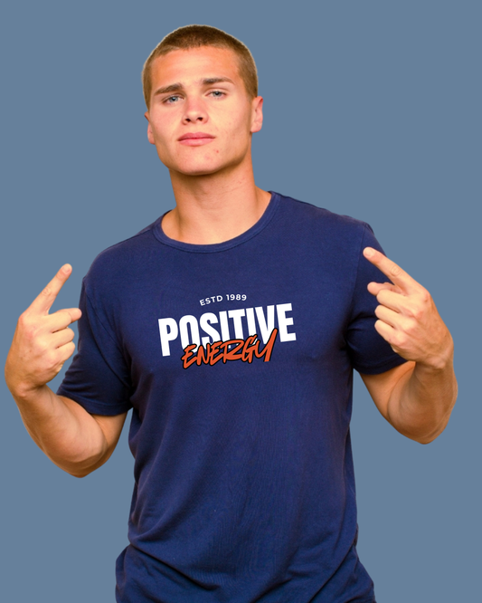 Premium Cotton Navy Blue Graphic T-Shirt for Men - Positive Energy - Emonke Store