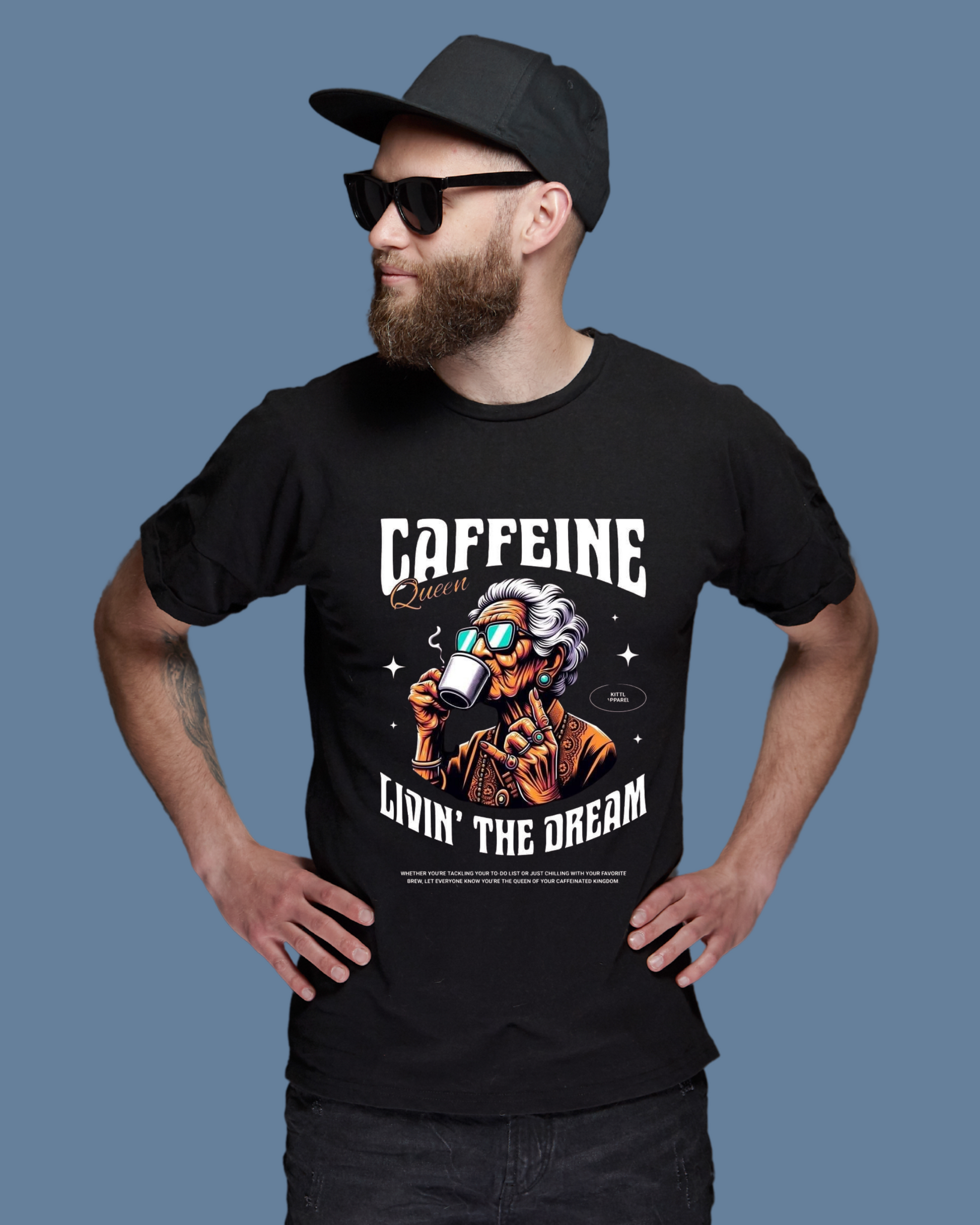 Premium Cotton Black Graphic T-Shirt for Men - Caffeine - Emonke Store