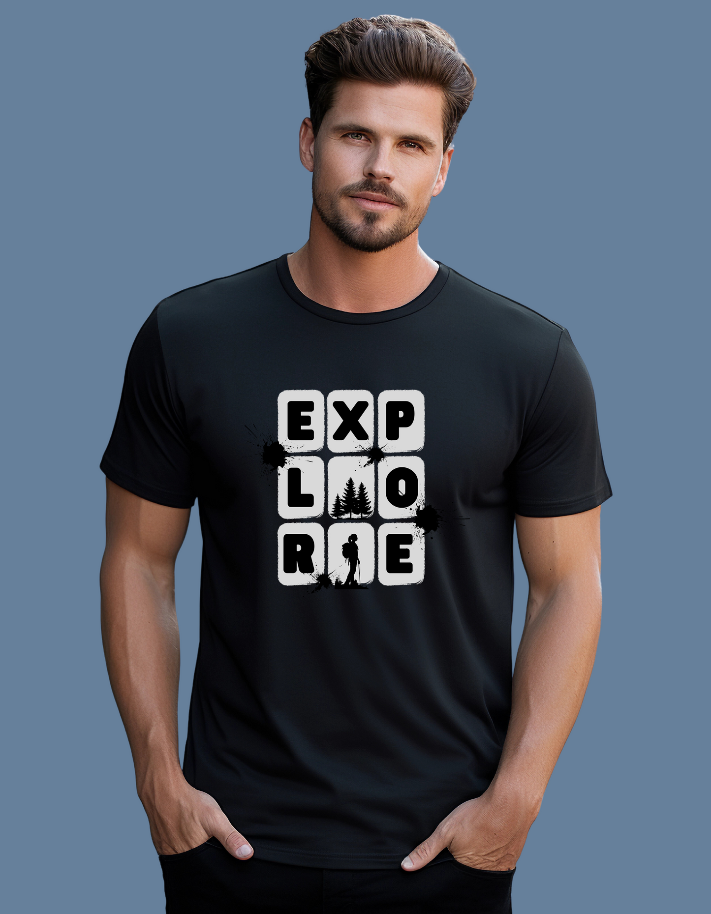 Premium Cotton Black Graphic T-Shirt for Men - Explore - Emonke Store