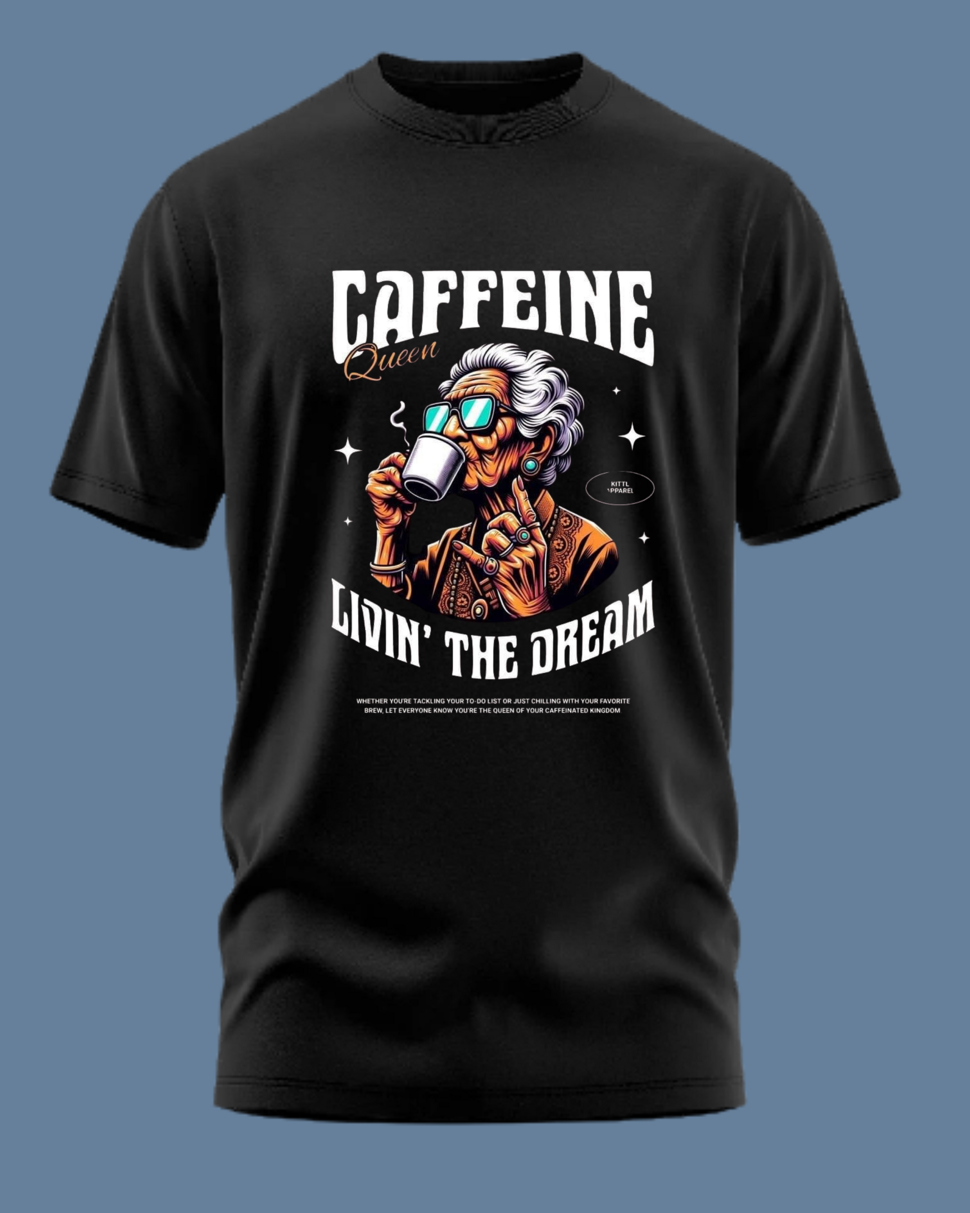 Premium Cotton Black Graphic T-Shirt for Men - Caffeine - Emonke Store
