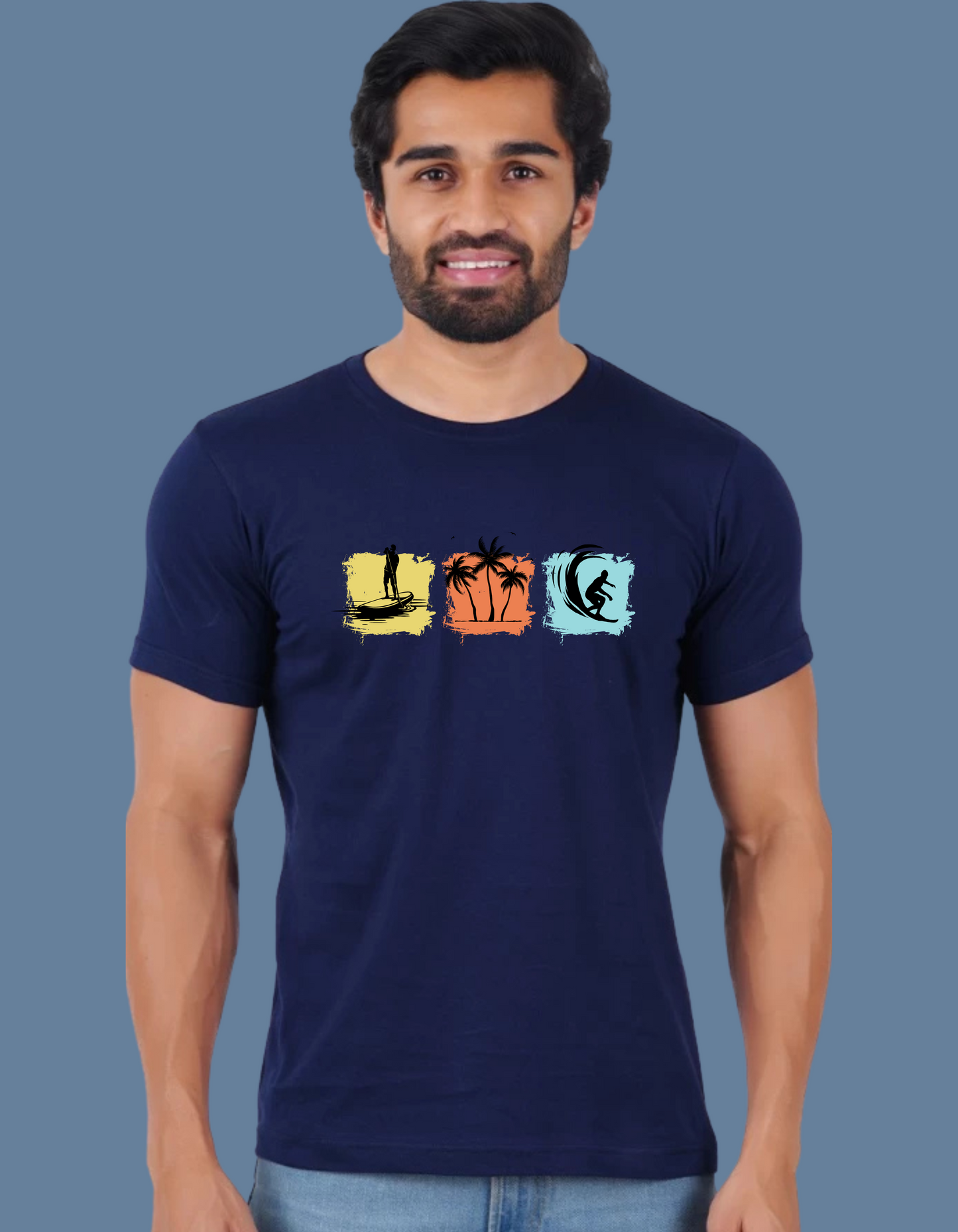 Premium Cotton Navy Blue Graphic T-Shirt for Men - Vacation Vibe - Emonke Store