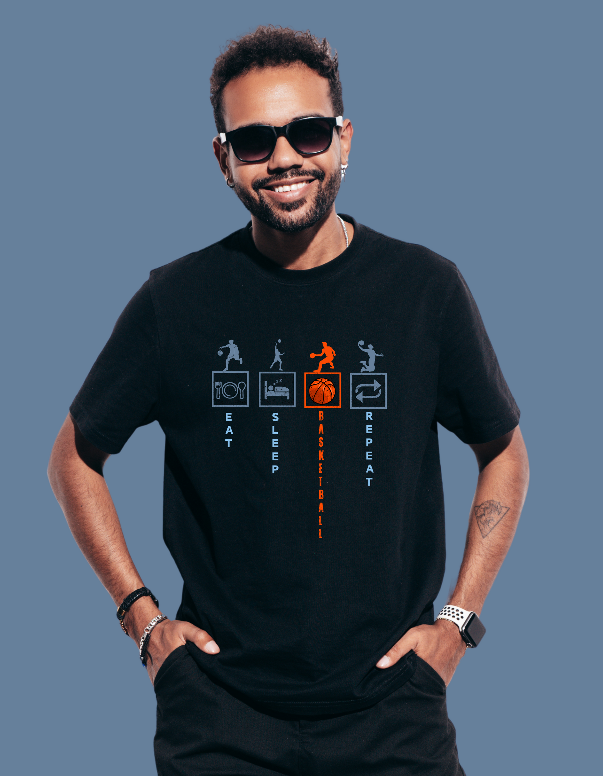 Premium Cotton Black Graphic T-Shirt for Men - Basketball Mode - Emonke Store