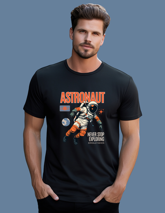 Premium Cotton Black Graphic T-Shirt for Men - Astronaut - Emonke Store