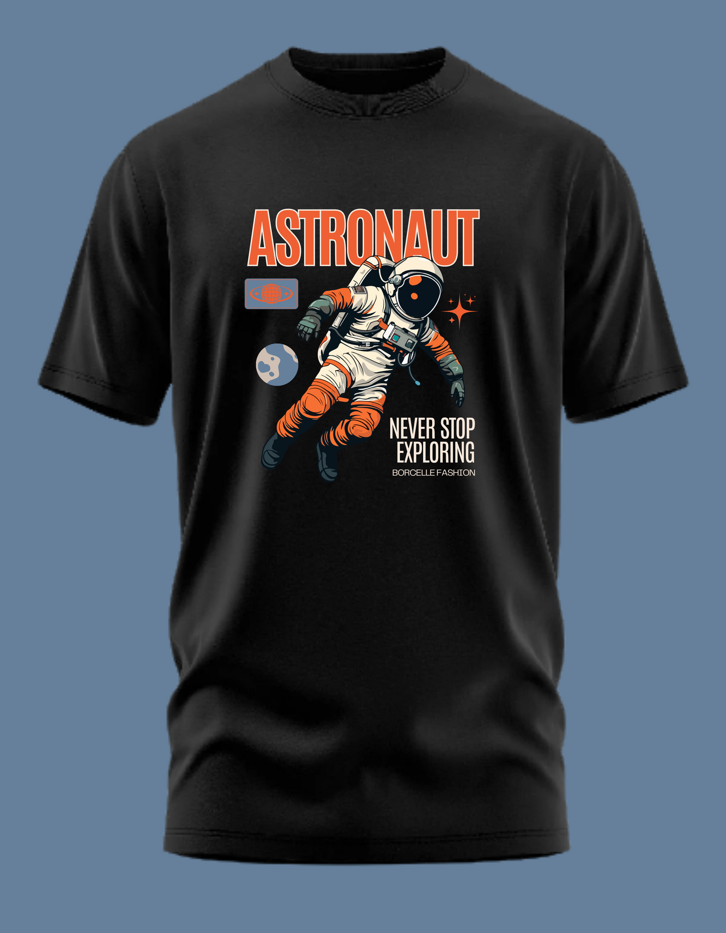 Premium Cotton Black Graphic T-Shirt for Women - Astronaut