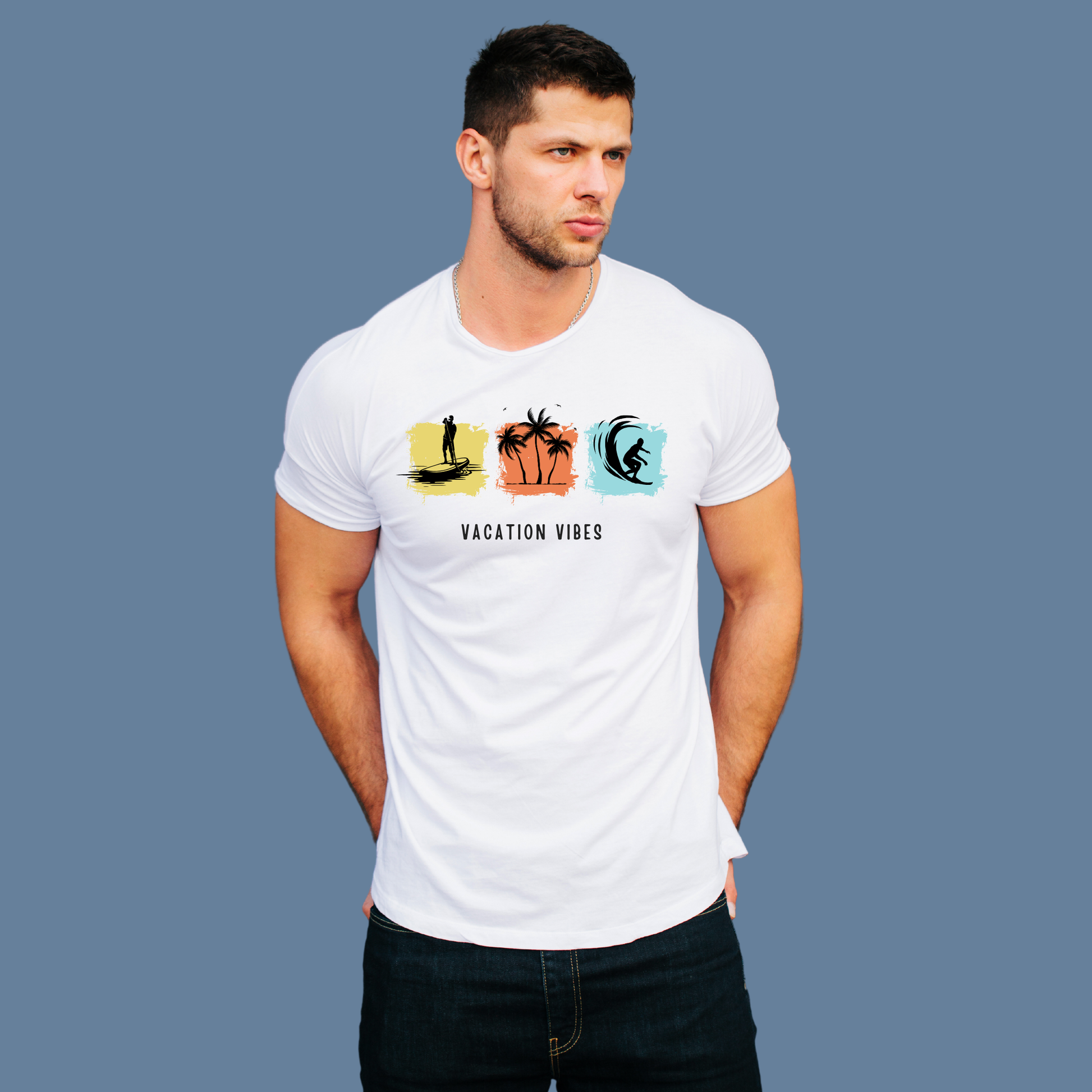 Premium Cotton White Graphic T-Shirt for Men - Vacation Vibe - Emonke Store