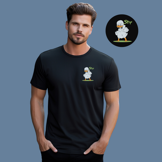 Premium Cotton Black Graphic T-Shirt for Men - Stop - Emonke Store
