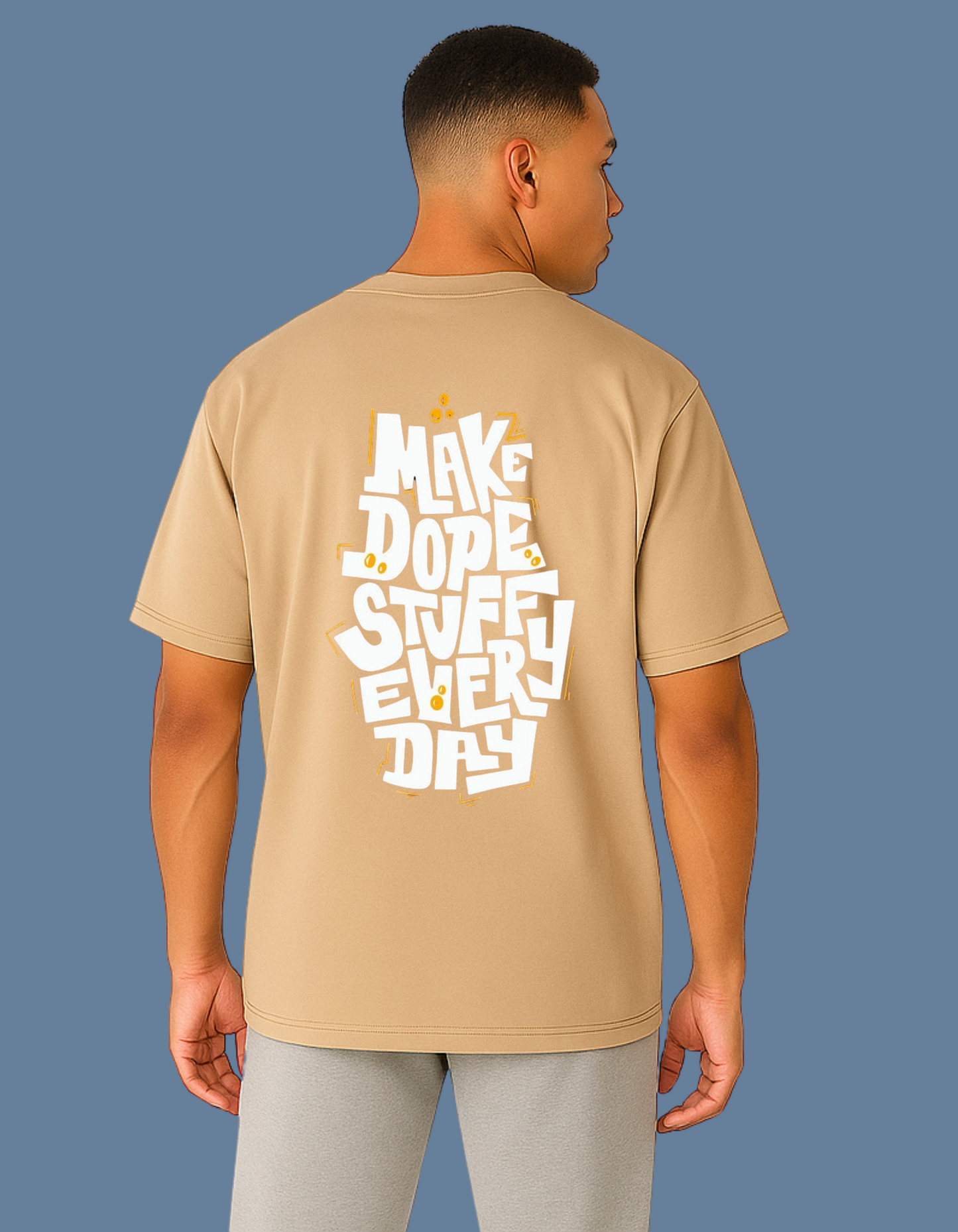 Emonke Oversized Beige Graphic T-Shirt for Men – Make Dope Stuff Every Day - Emonke Store