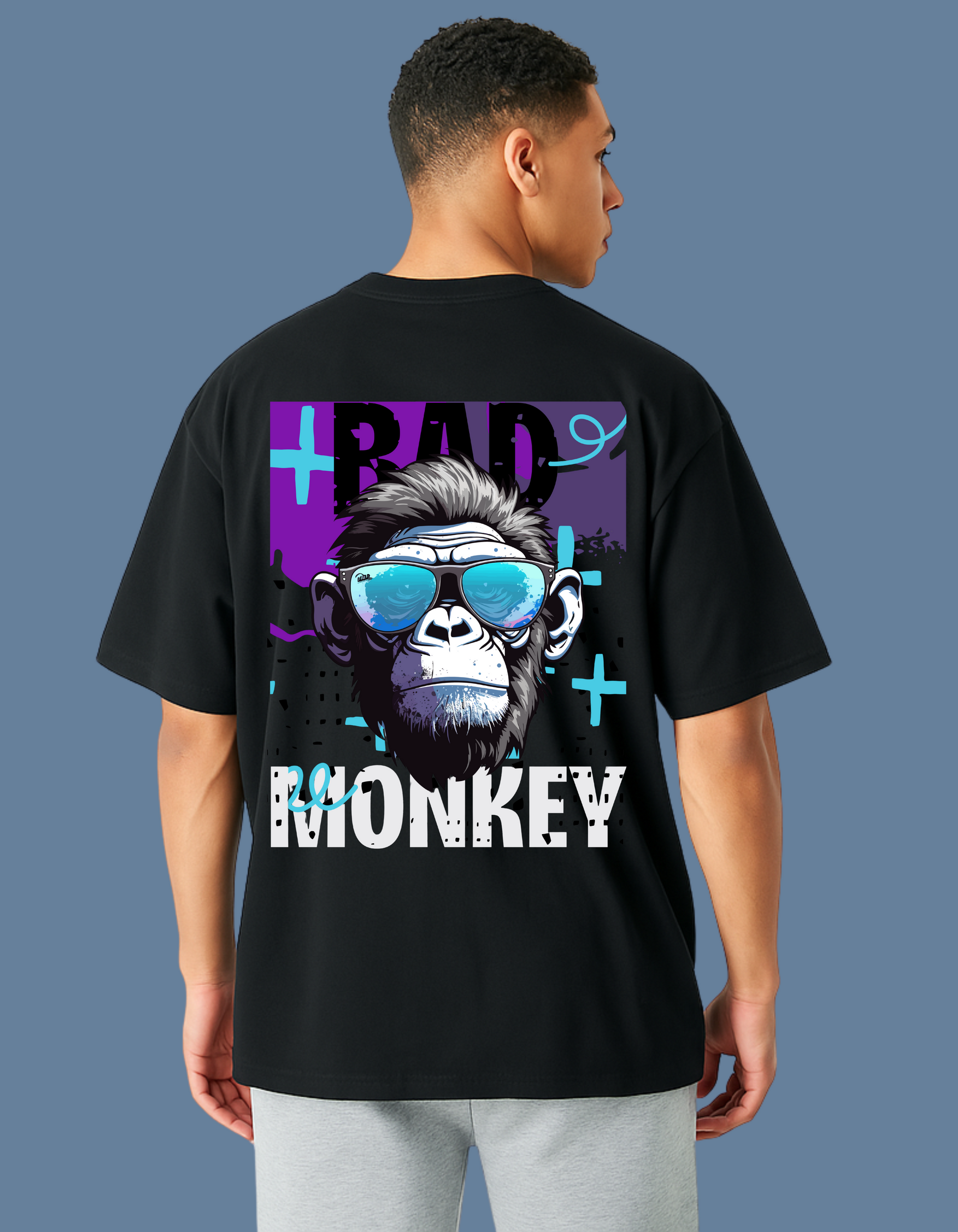 Emonke Oversized Black Graphic T-Shirt for Men – Bad Monkey - Emonke Store
