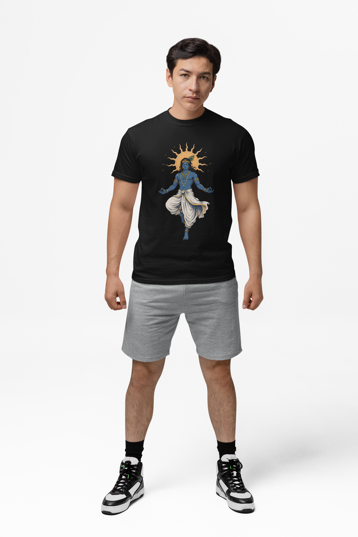 Graphic T-Shirt for Men | Premium Cotton | Divine Krishna Print | Regular Fit