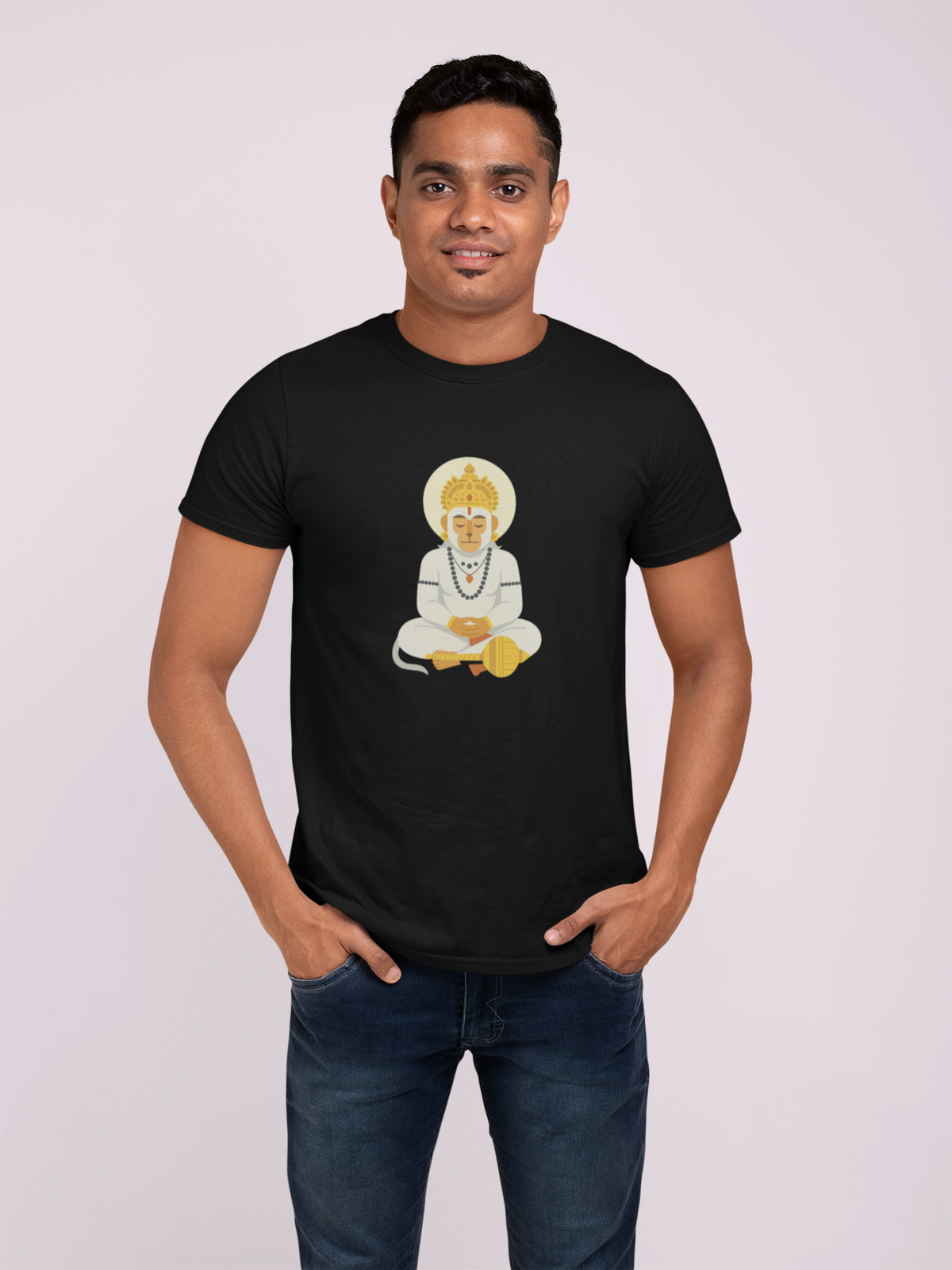 Graphic T-Shirt for Men | Premium Cotton | Shree Hanuman Print | Regular Fit