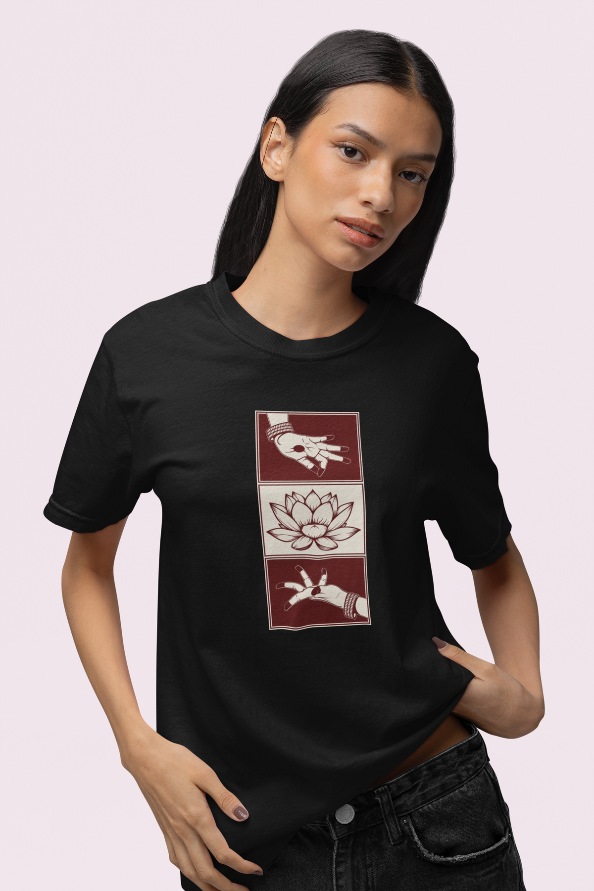 Graphic T-Shirt for Women | Premium Cotton | Mudra Print | Regular Fit