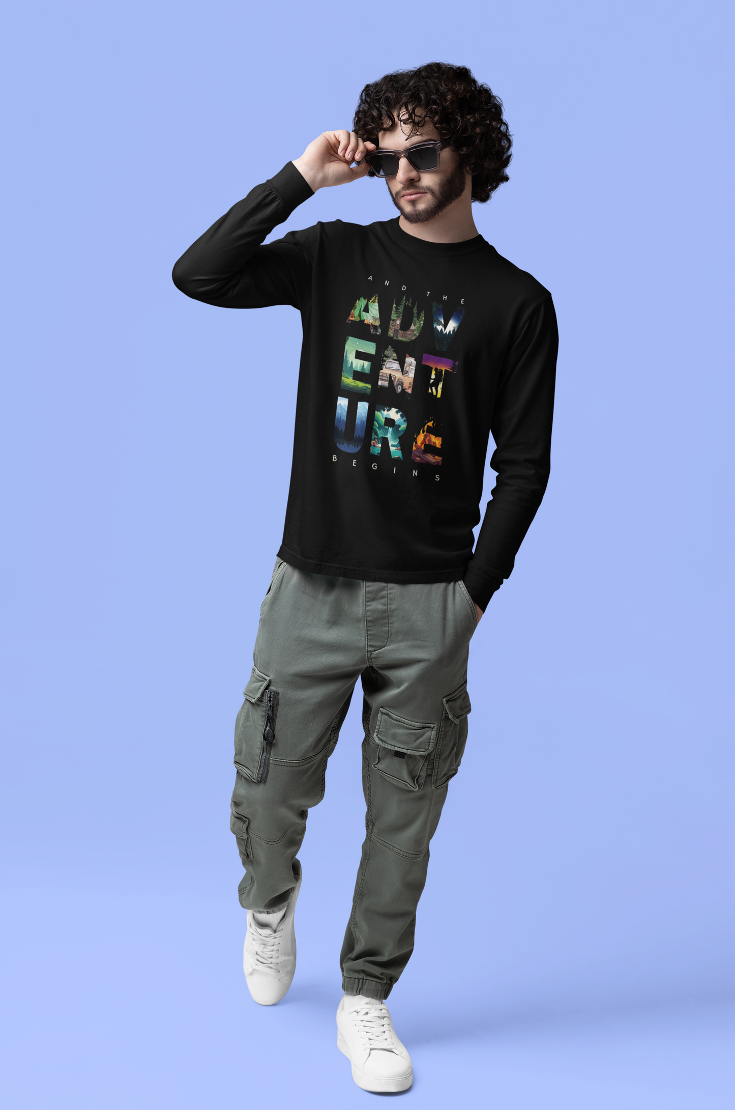 Emonke 350 GSM Oversized Black Graphic Sweatshirt for Men - Adventure