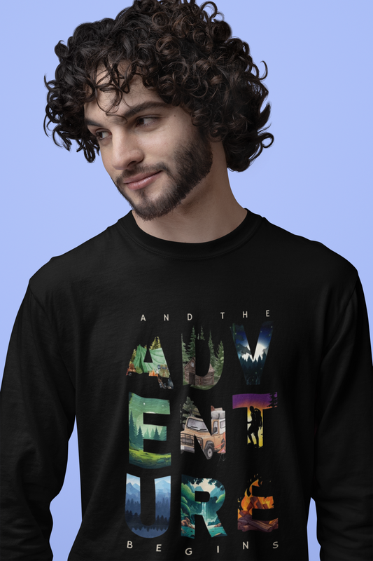 Emonke 350 GSM Oversized Black Graphic Sweatshirt for Men - Adventure