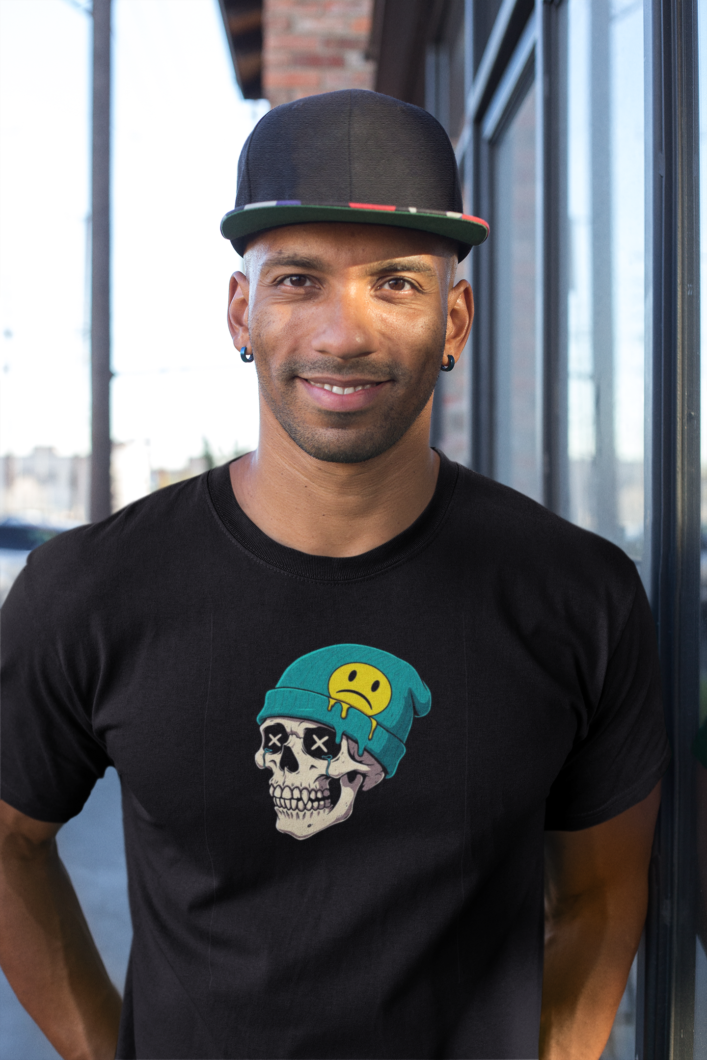 Premium Cotton Black Graphic T-Shirt for Men - Skull