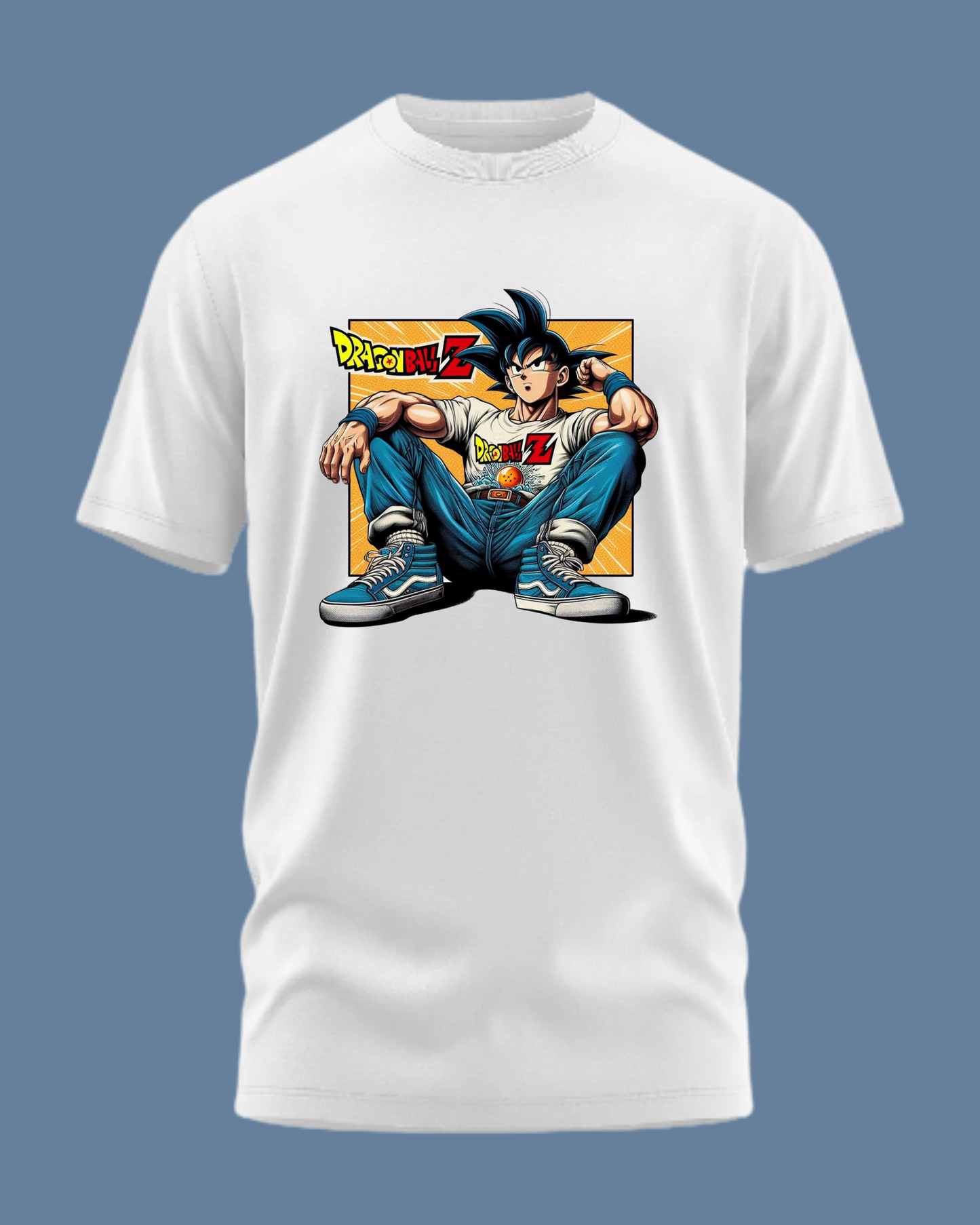 Premium Cotton White Graphic T-Shirt - Goku - Emonke Store