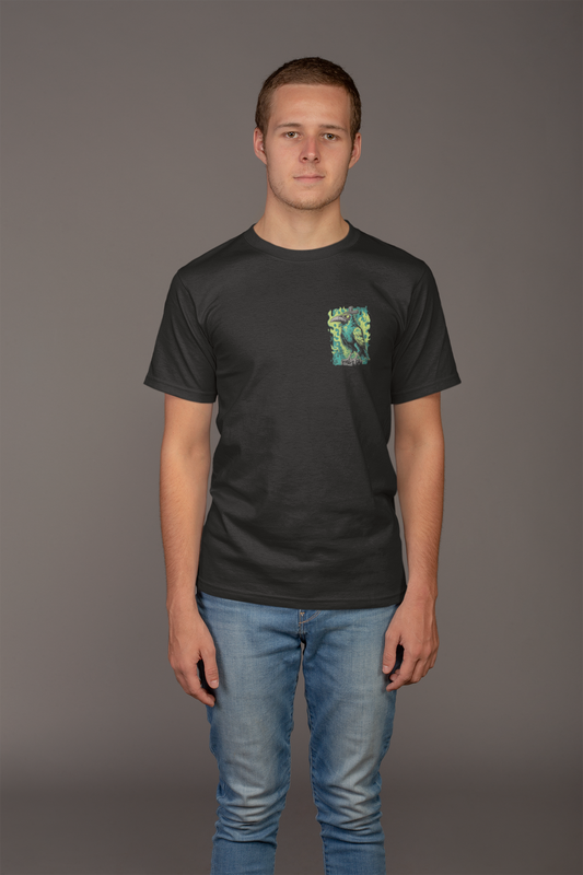 Graphic T-Shirt for Men | Premium Cotton | Gothic Crow Print | Regular Fit | Black, Red, & White