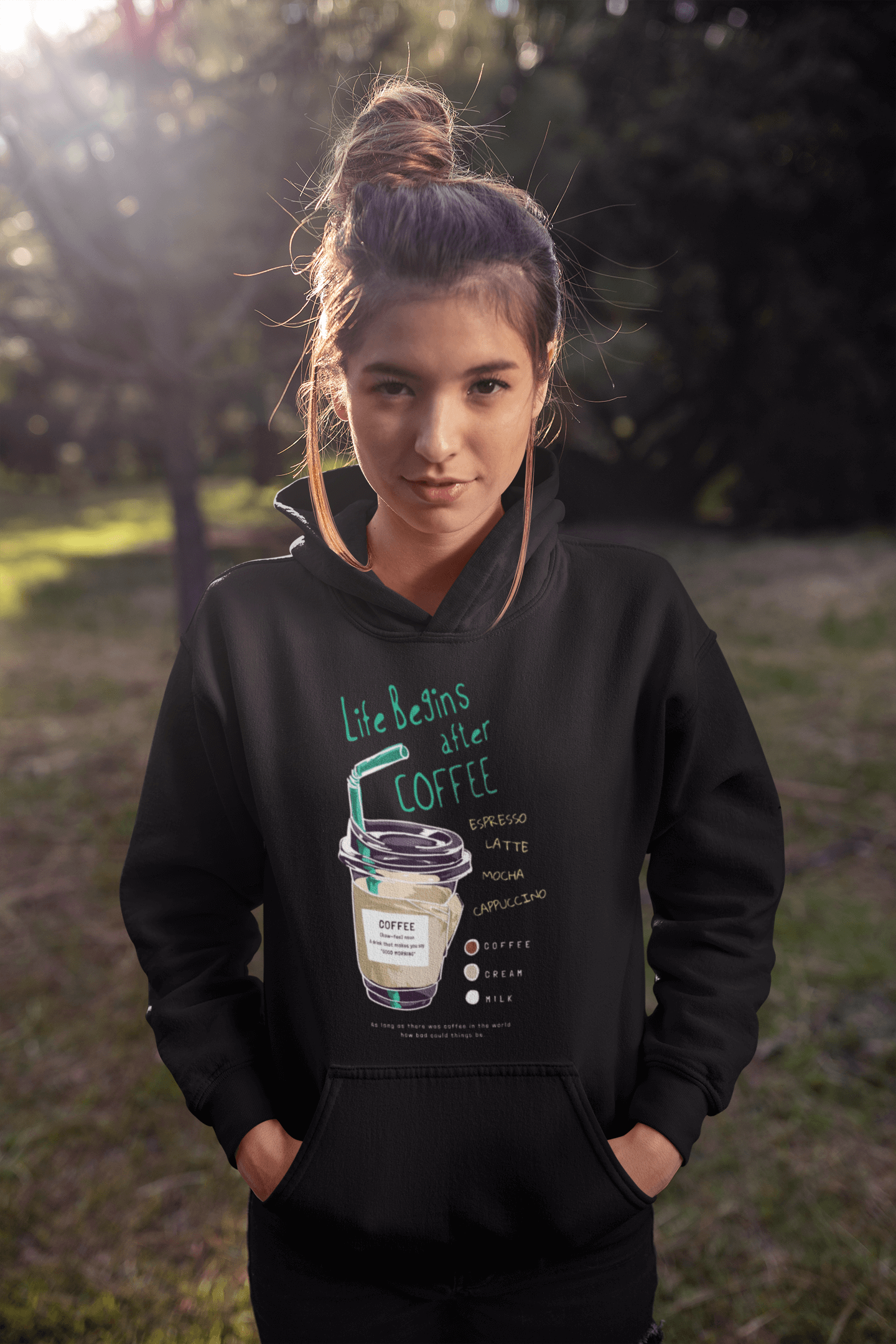 Emonke 350 GSM Black Oversized Hoodies for Women - Love for Coffee - Emonke Store