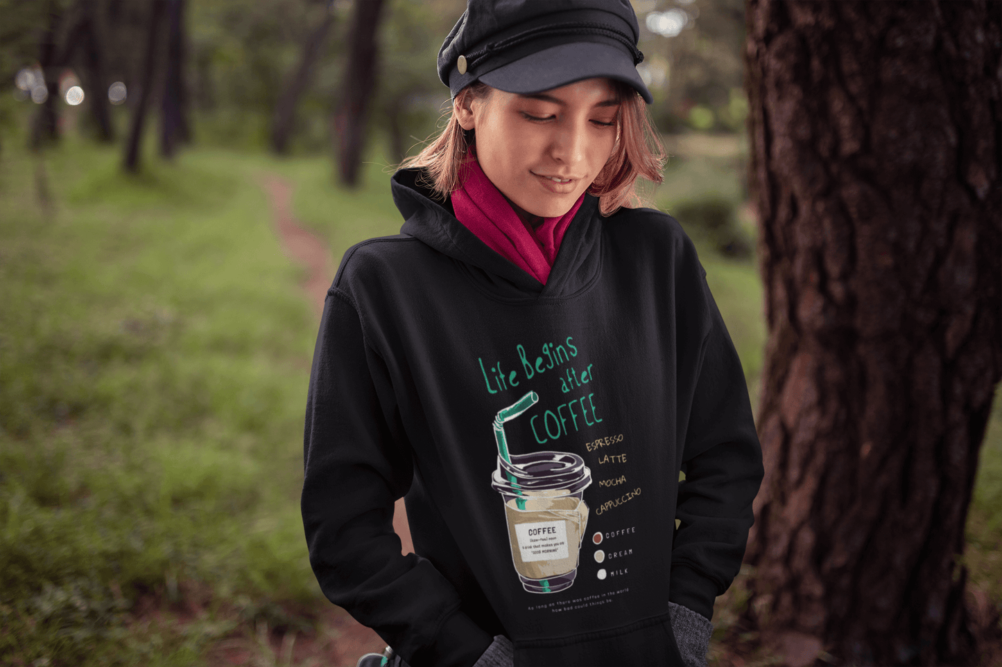 Emonke 350 GSM Black Oversized Hoodies for Women - Love for Coffee - Emonke Store
