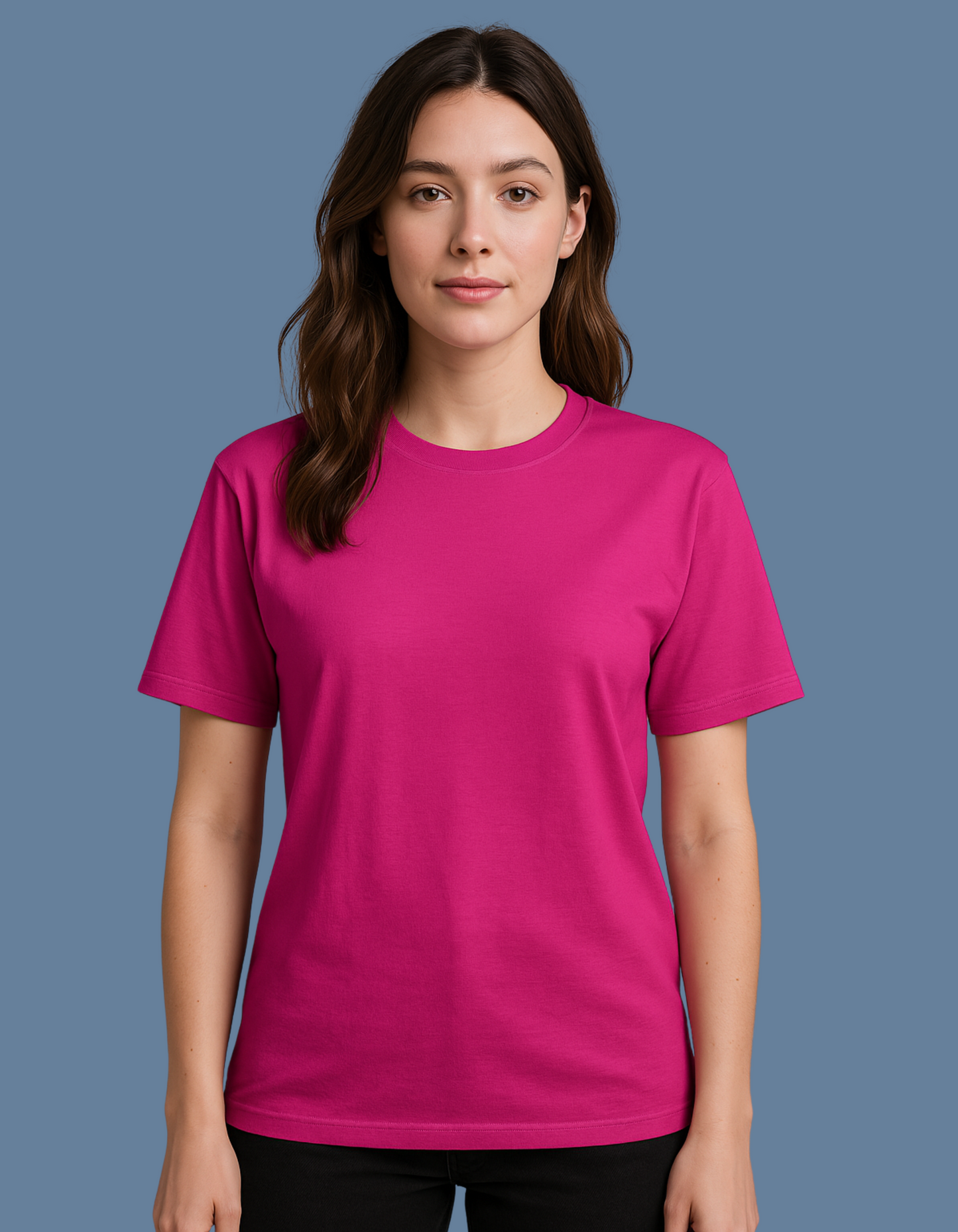 Premium Cotton Hot Pink T-Shirt | Women