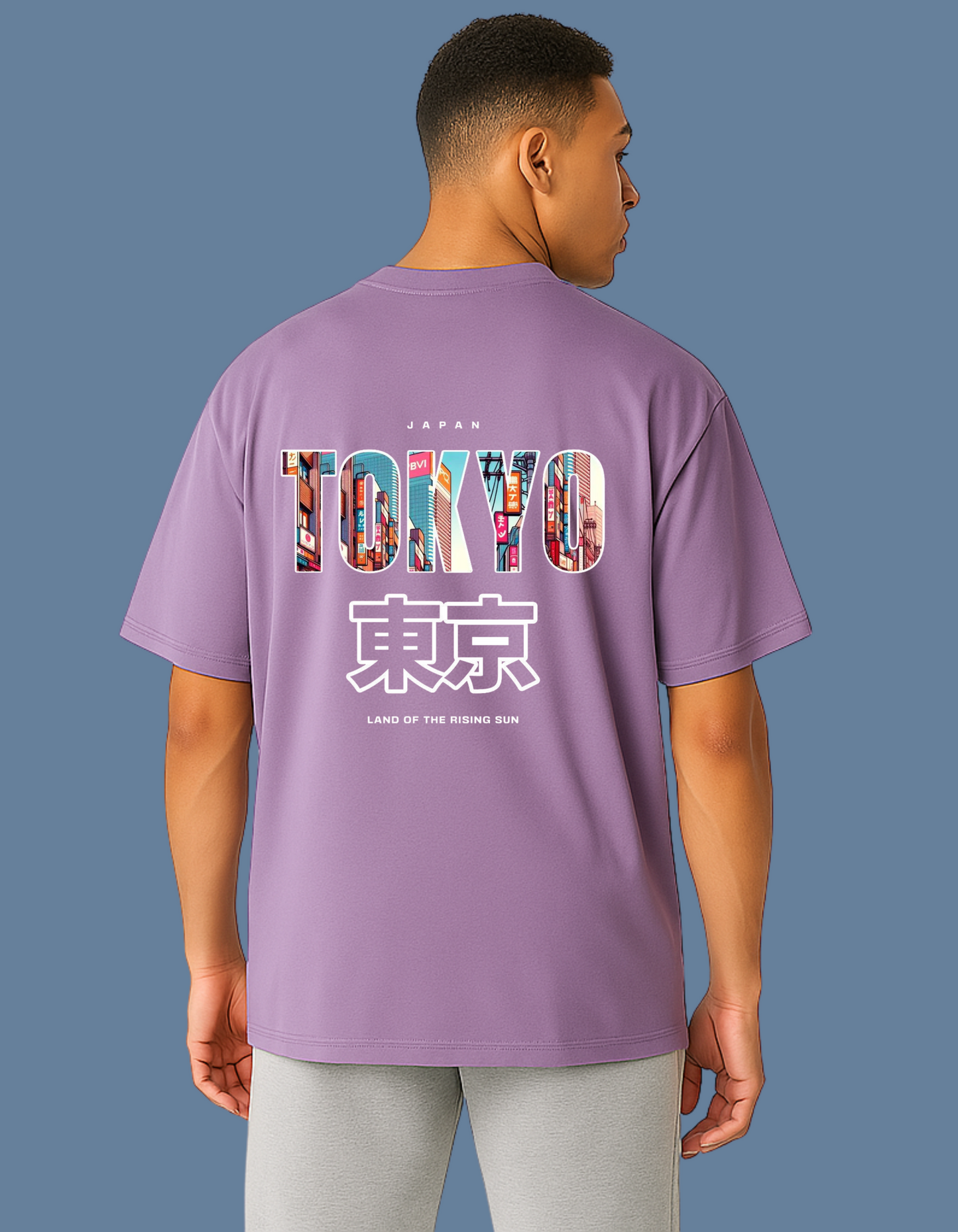 Emonke Oversized Lavender Graphic T-Shirt for Men – Tokyo - Emonke Store