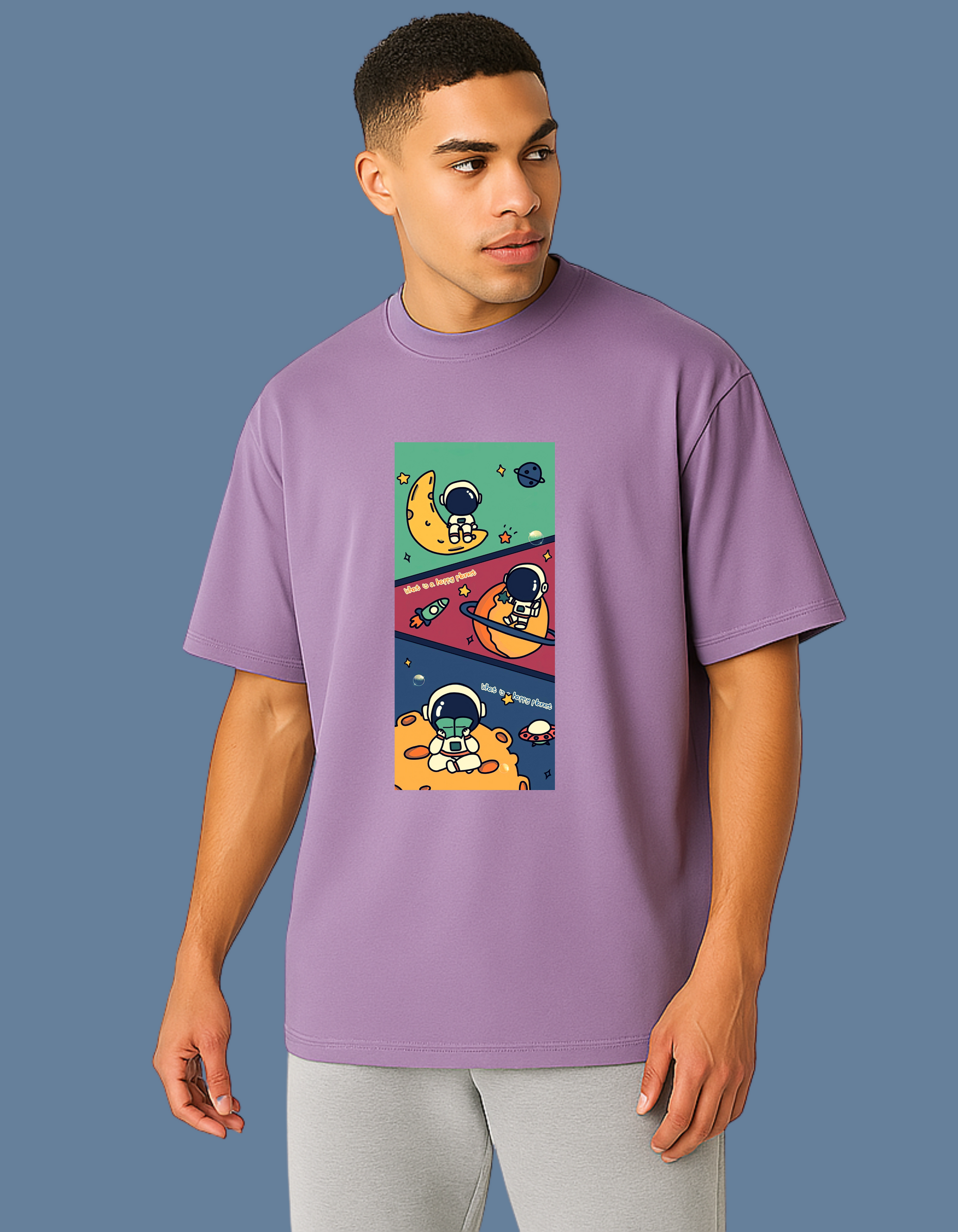 Emonke Oversized Lavender Graphic T-Shirt for Men – Astro Art - Emonke Store