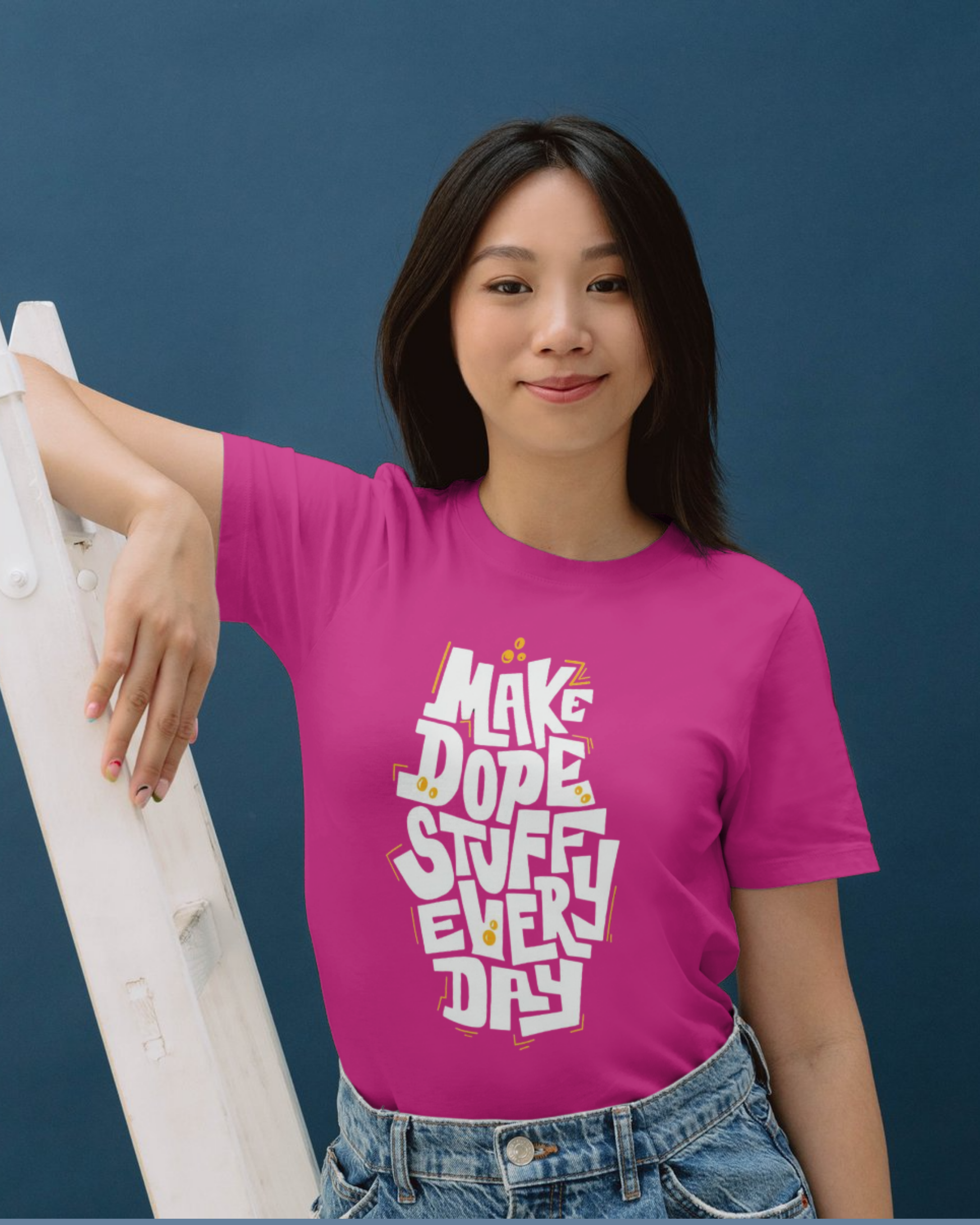 Premium Cotton Hot Pink Graphic T-Shirt for Women - Make Dope Stuff - Emonke Store