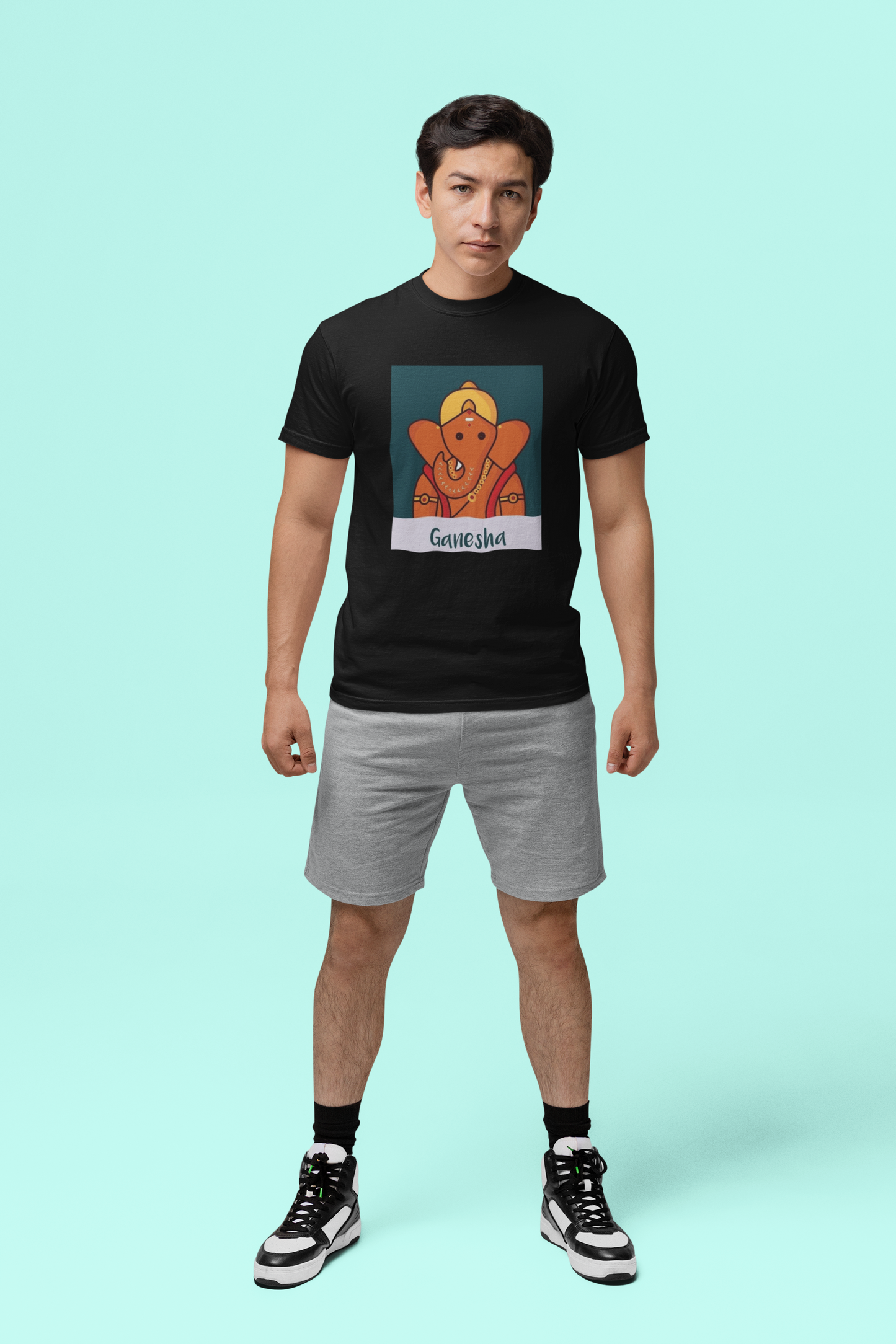 Premium Cotton Black Graphic T-Shirt - Ganesha