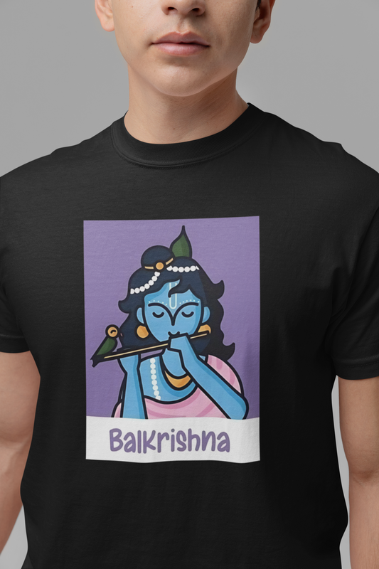 Premium Cotton Black Graphic T-Shirt -Balkrishna