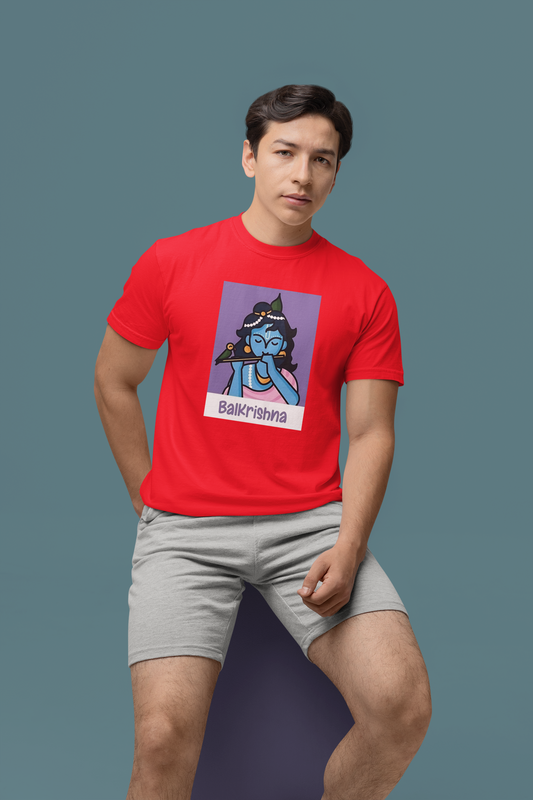 Premium Cotton Red Graphic T-Shirt -Balkrishna