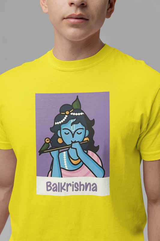 Premium Cotton Yellow Graphic T-Shirt -Balkrishna