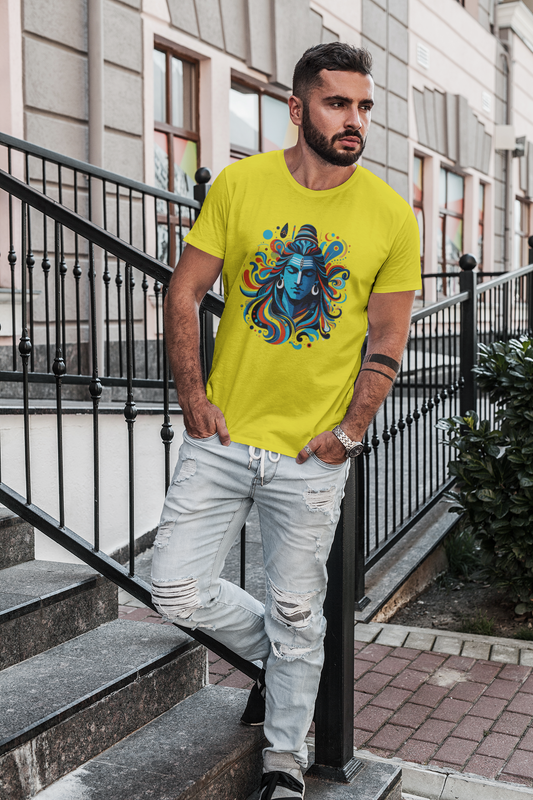 Premium Cotton Yellow Graphic T-Shirt - Shiva