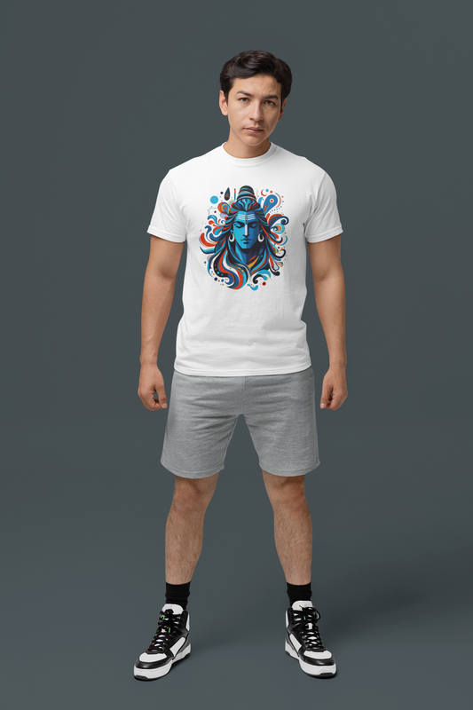 Premium Cotton White Graphic T-Shirt - Shiva