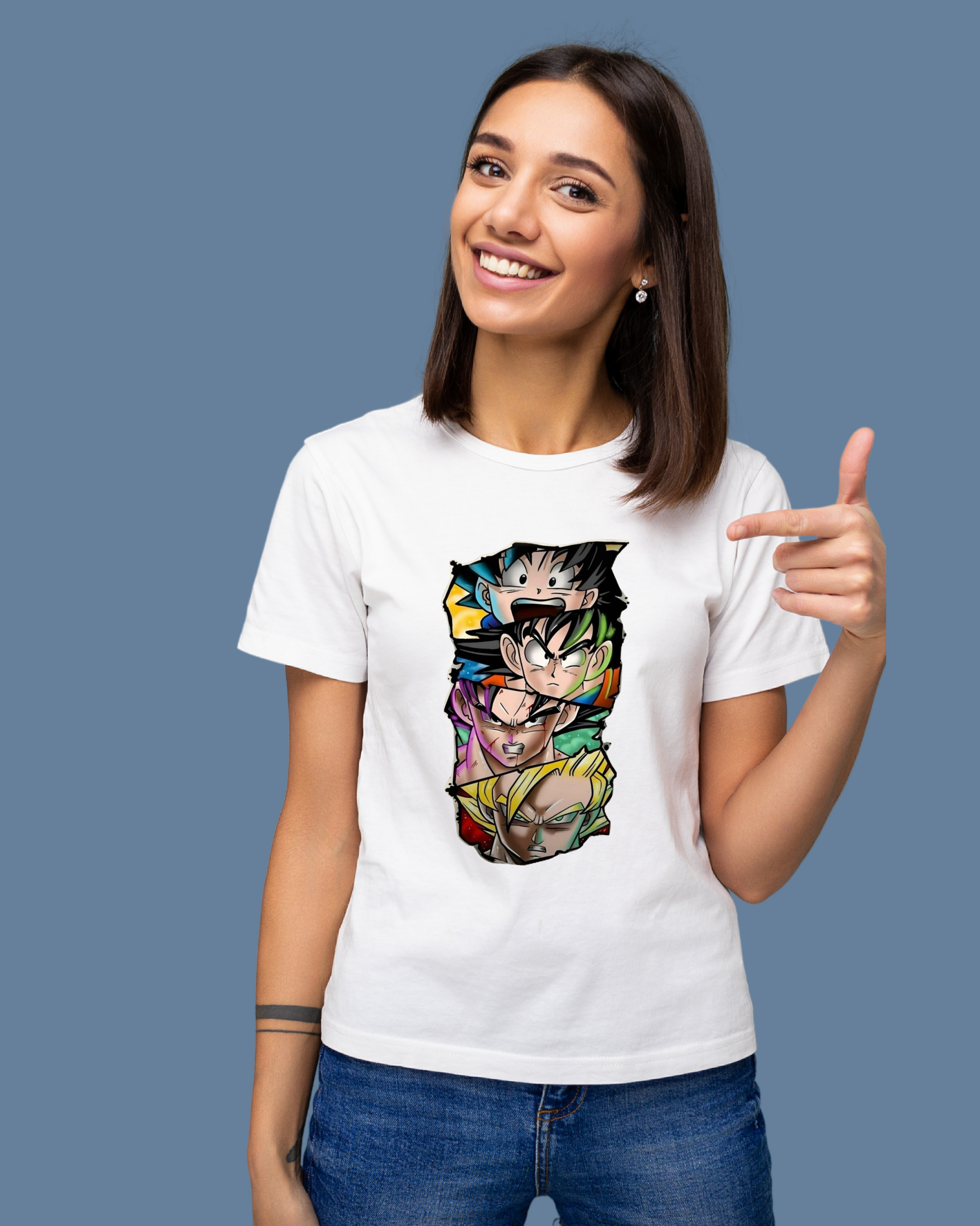 Premium Cotton White Graphic T-Shirt for Women - Dragon Ball Z - Emonke Store