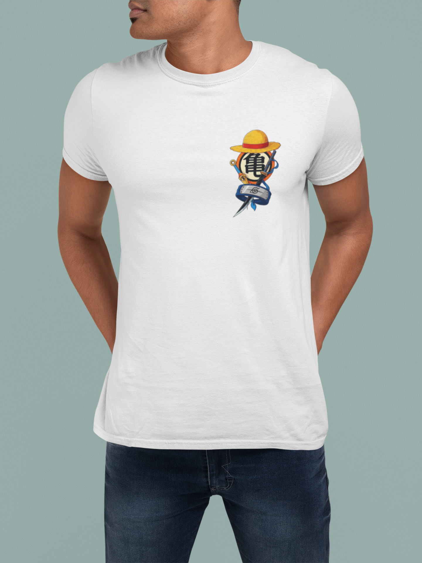 White Graphic T-Shirt for Men | Premium Cotton | One Piece Print | Regular Fit