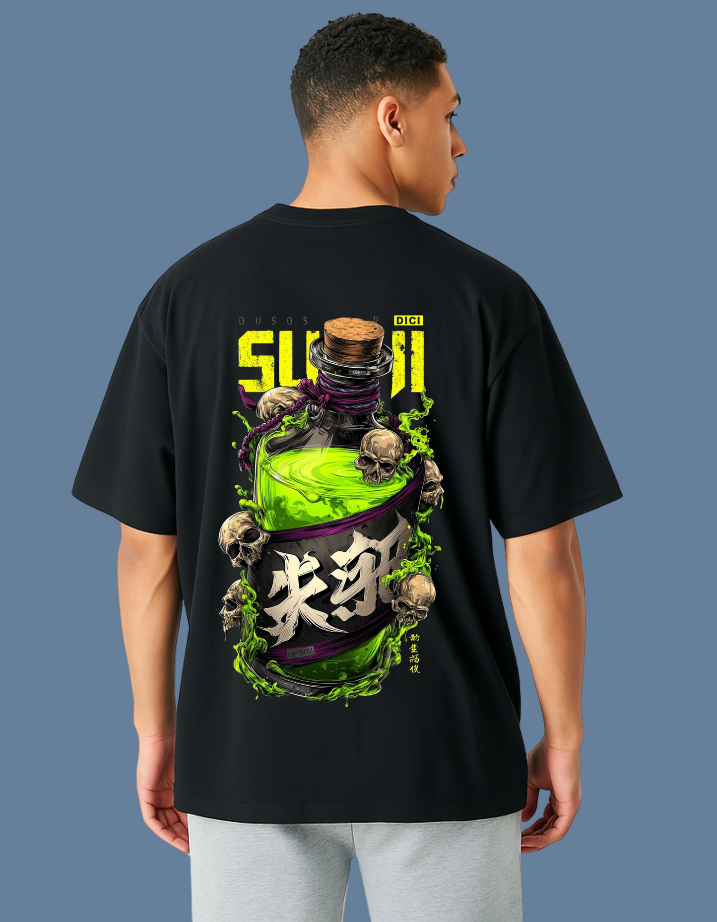 Emonke Oversized Black Graphic T-Shirt for Men – Venom