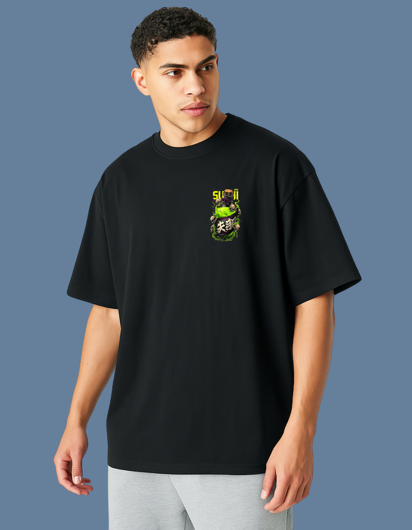Emonke Oversized Black Graphic T-Shirt for Men – Venom
