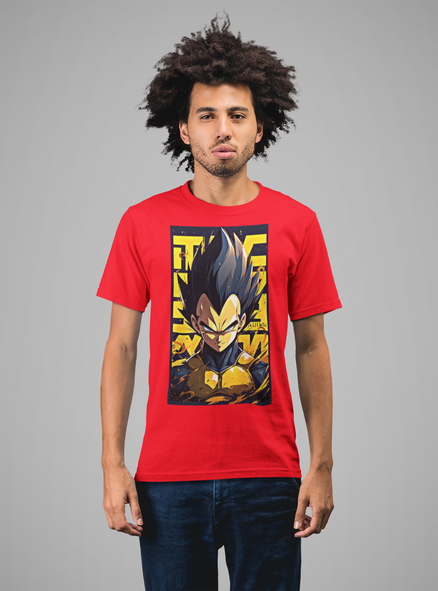 Premium Cotton Red Graphic T-Shirt for Men - DBZ Vegeta