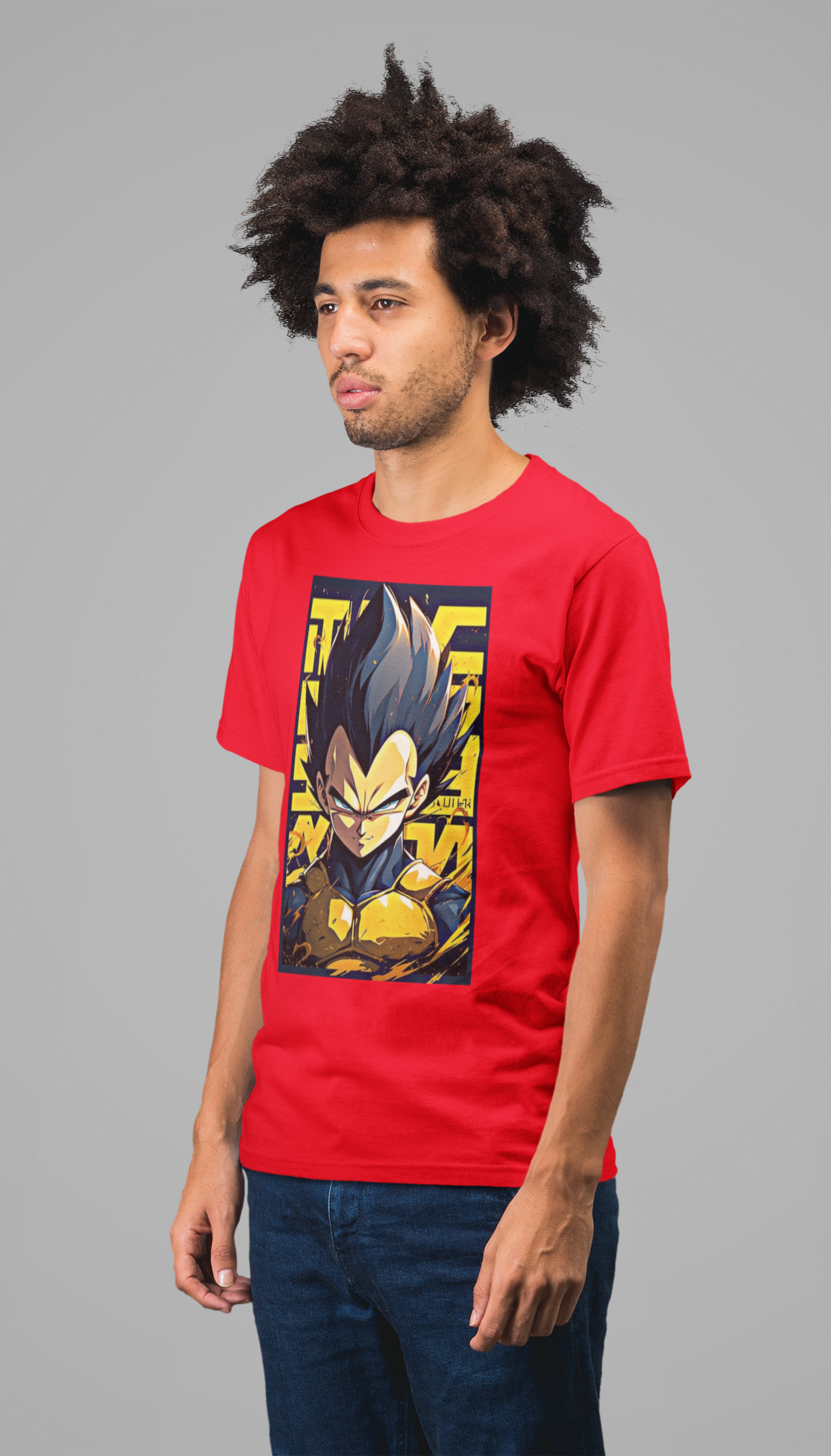 Premium Cotton Red Graphic T-Shirt for Men - DBZ Vegeta