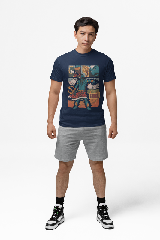 Graphic T-Shirt for Men | Premium Cotton | Rudra Print | Regular Fit | Black, White Pearl blue