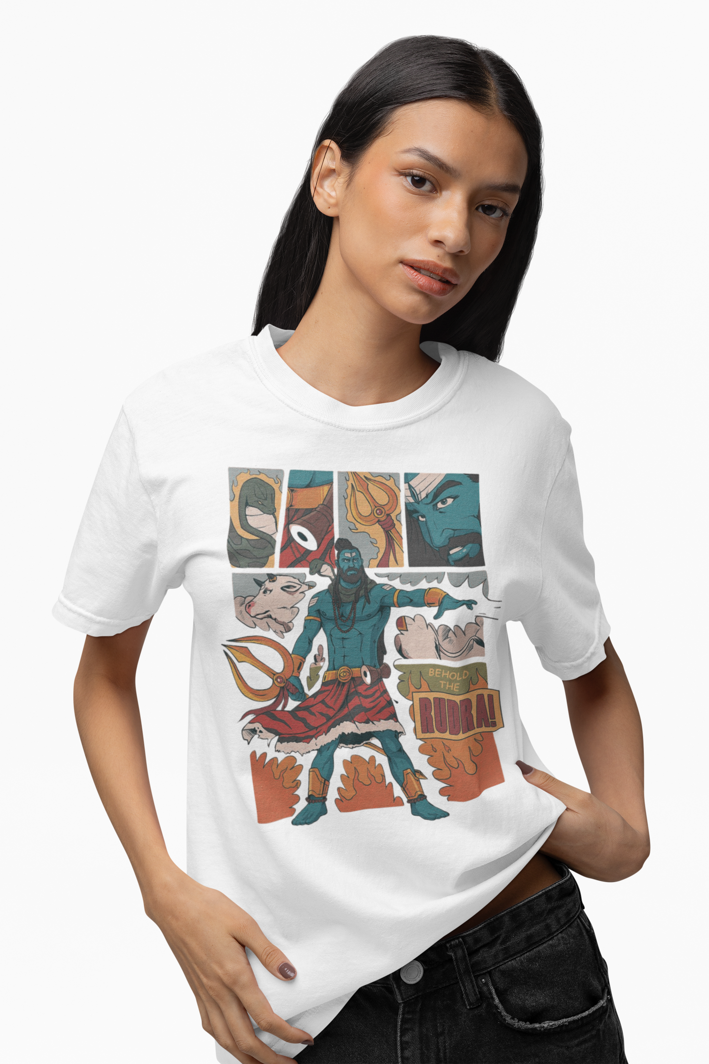 Graphic T-Shirt for Women | Premium Cotton | Rudra Print | Regular Fit