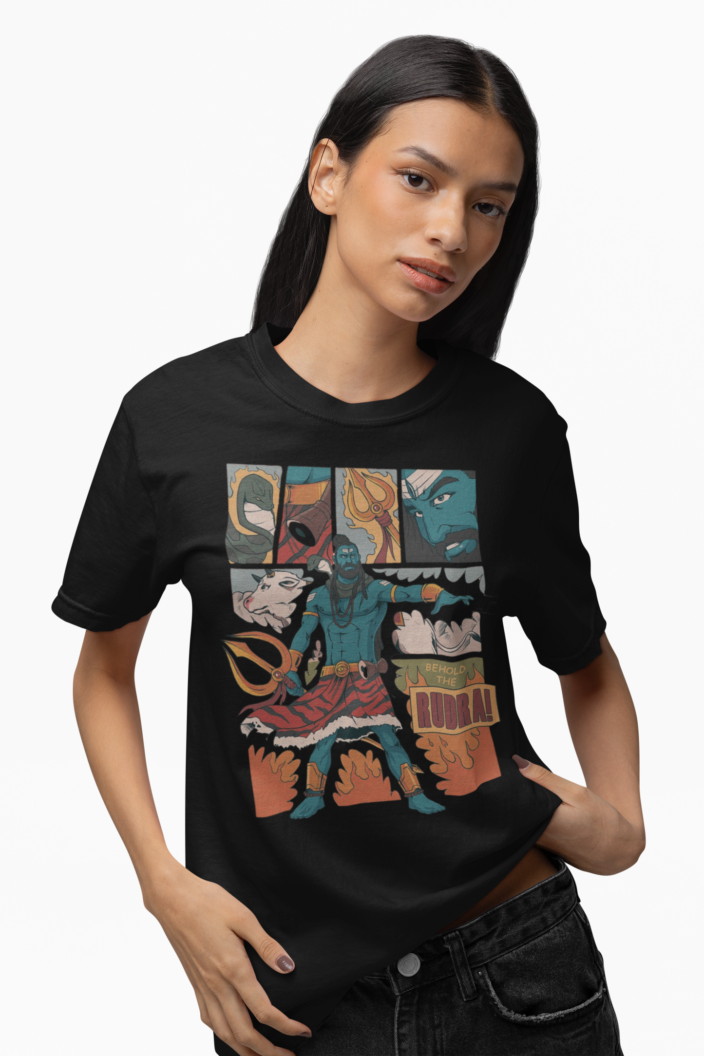 Graphic T-Shirt for Women | Premium Cotton | Rudra Print | Regular Fit