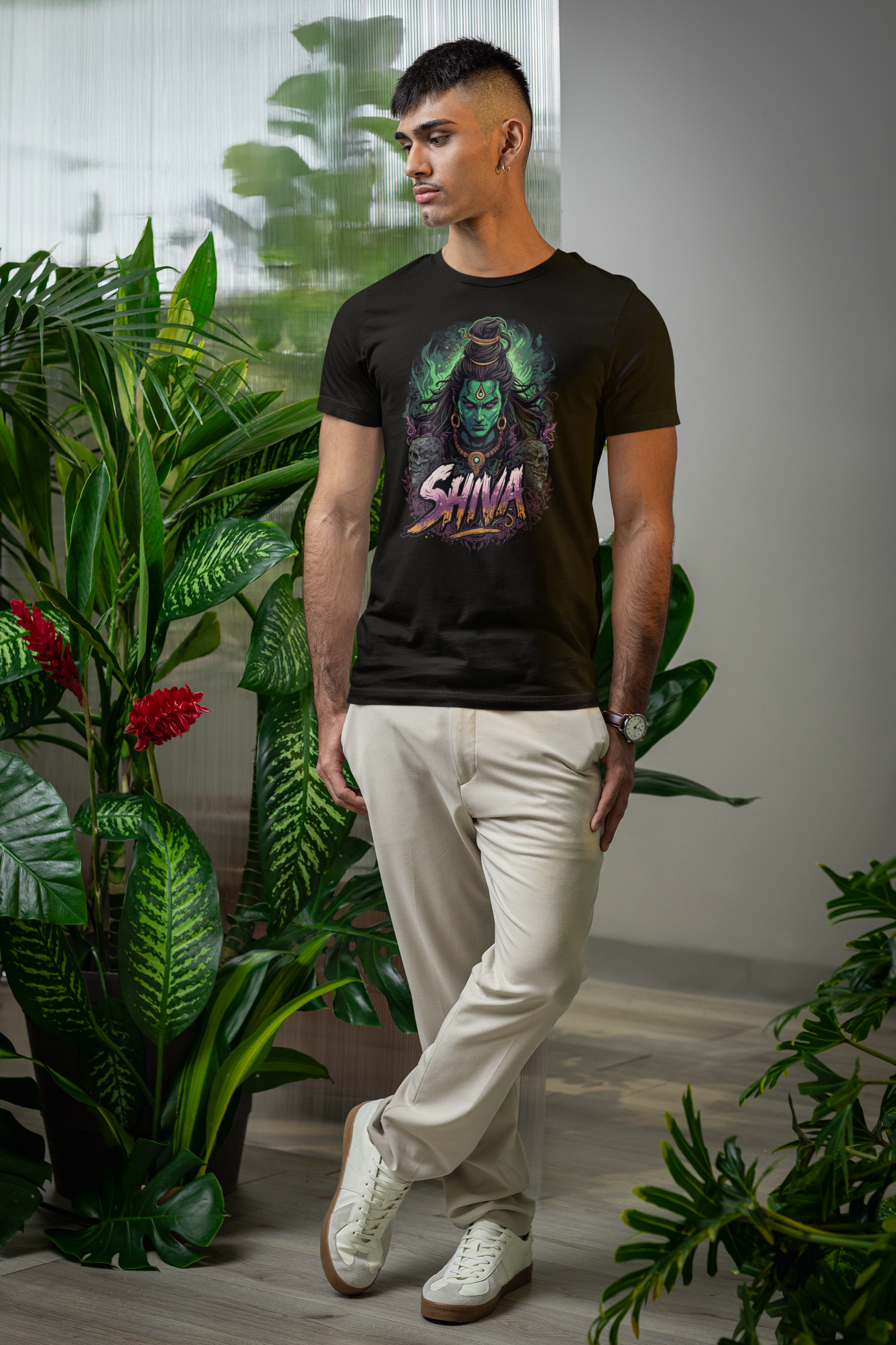 Black Graphic T-Shirt for Men | Premium Cotton | Shiva Print | Regular Fit - Emonke Store