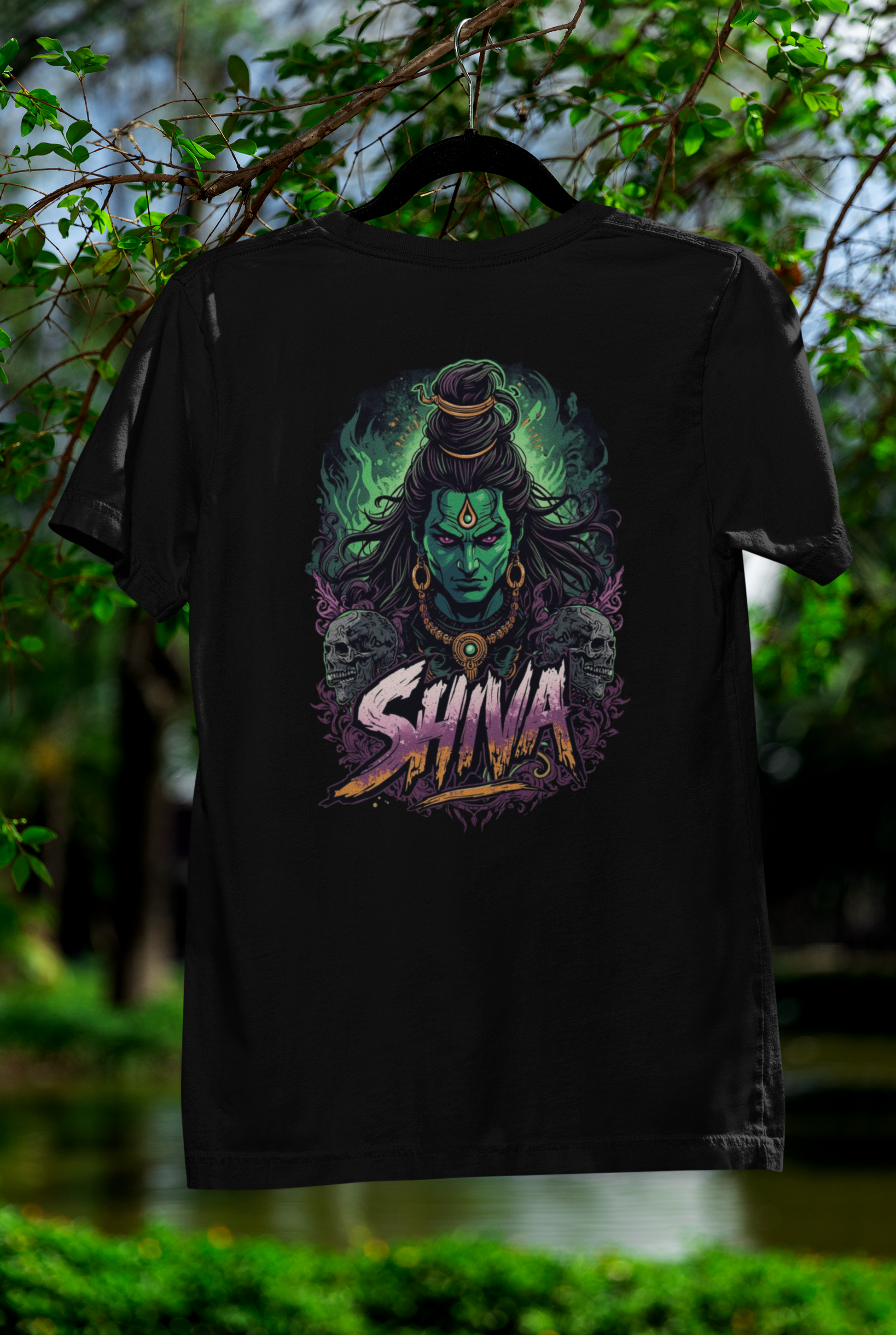 Black Graphic T-Shirt for Men | Premium Cotton | Shiva Print | Regular Fit - Emonke Store