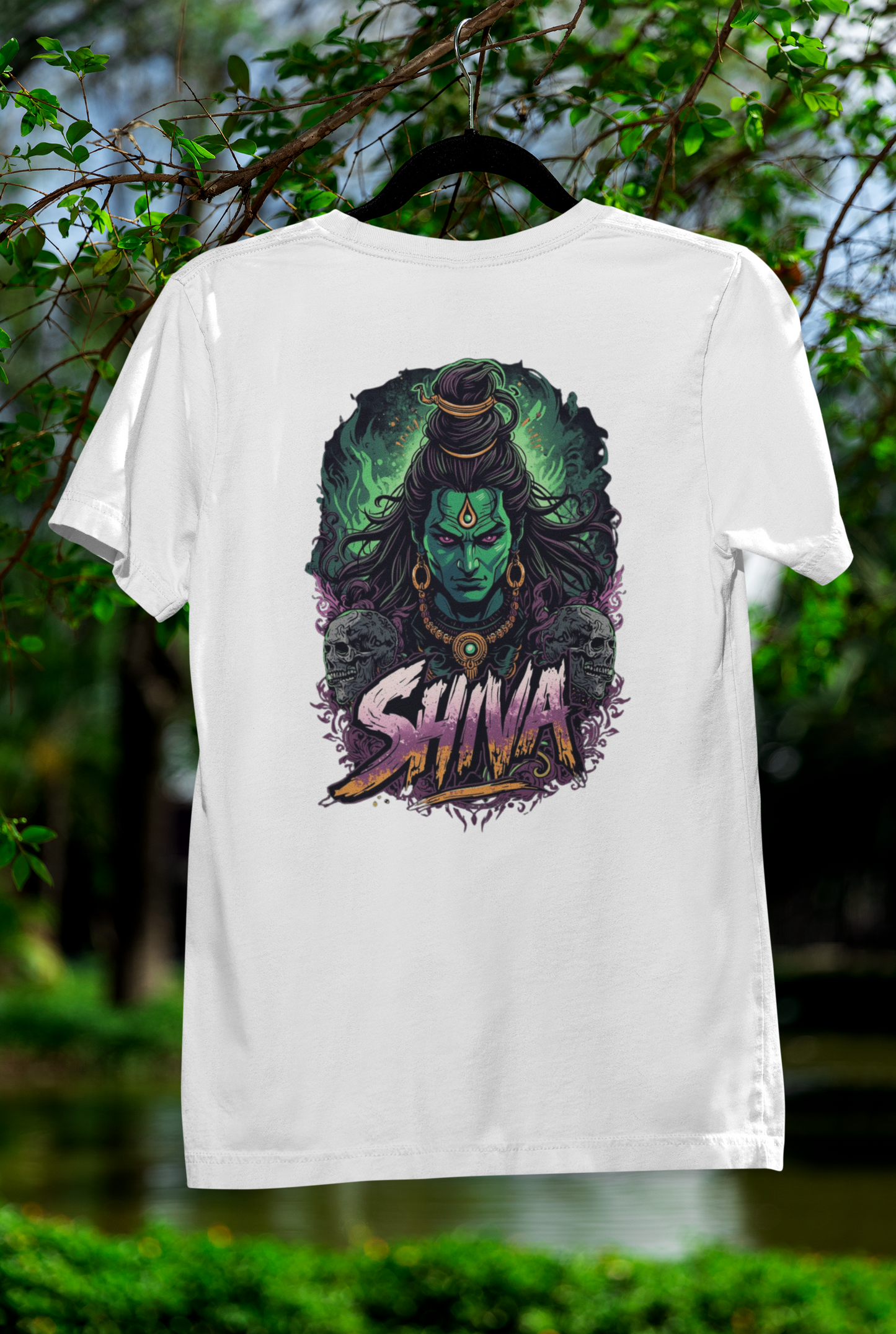 White Graphic T-Shirt for Men | Premium Cotton | Shiva Print | Regular Fit - Emonke Store